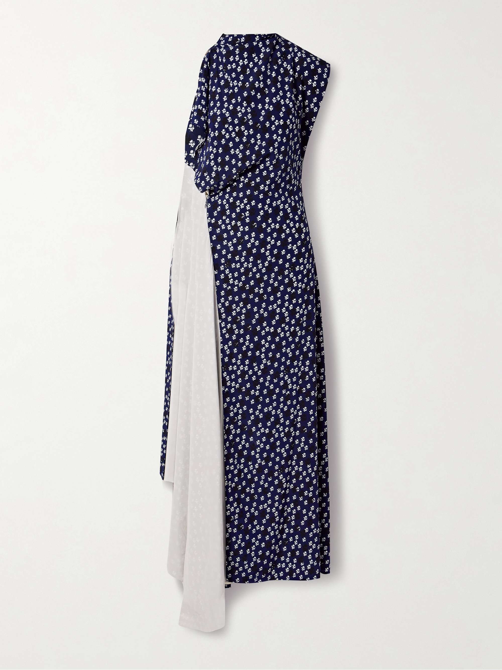Devyn asymmetric draped floral-print poplin maxi dress view