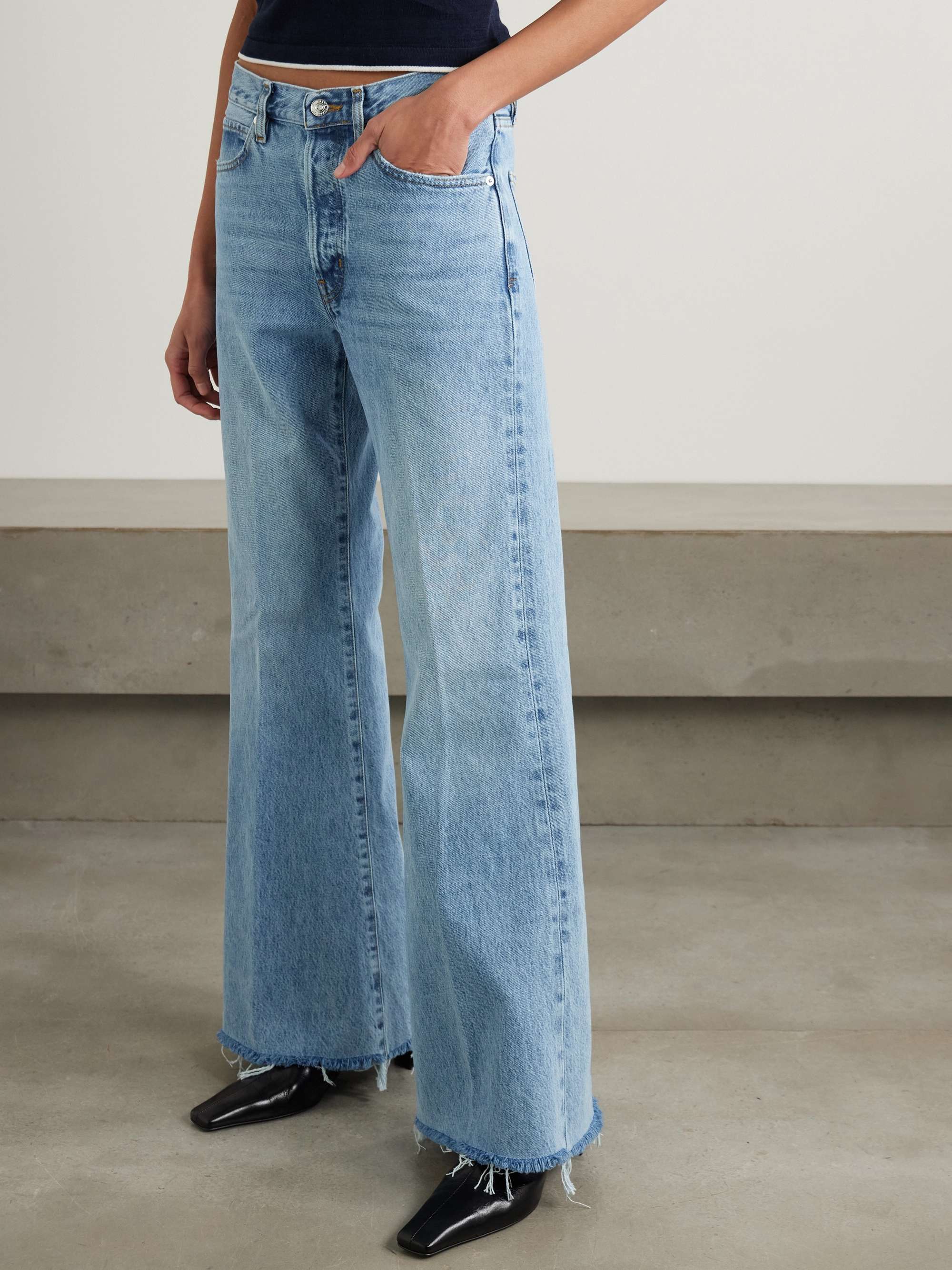The Lax distressed high-rise flared jeans view