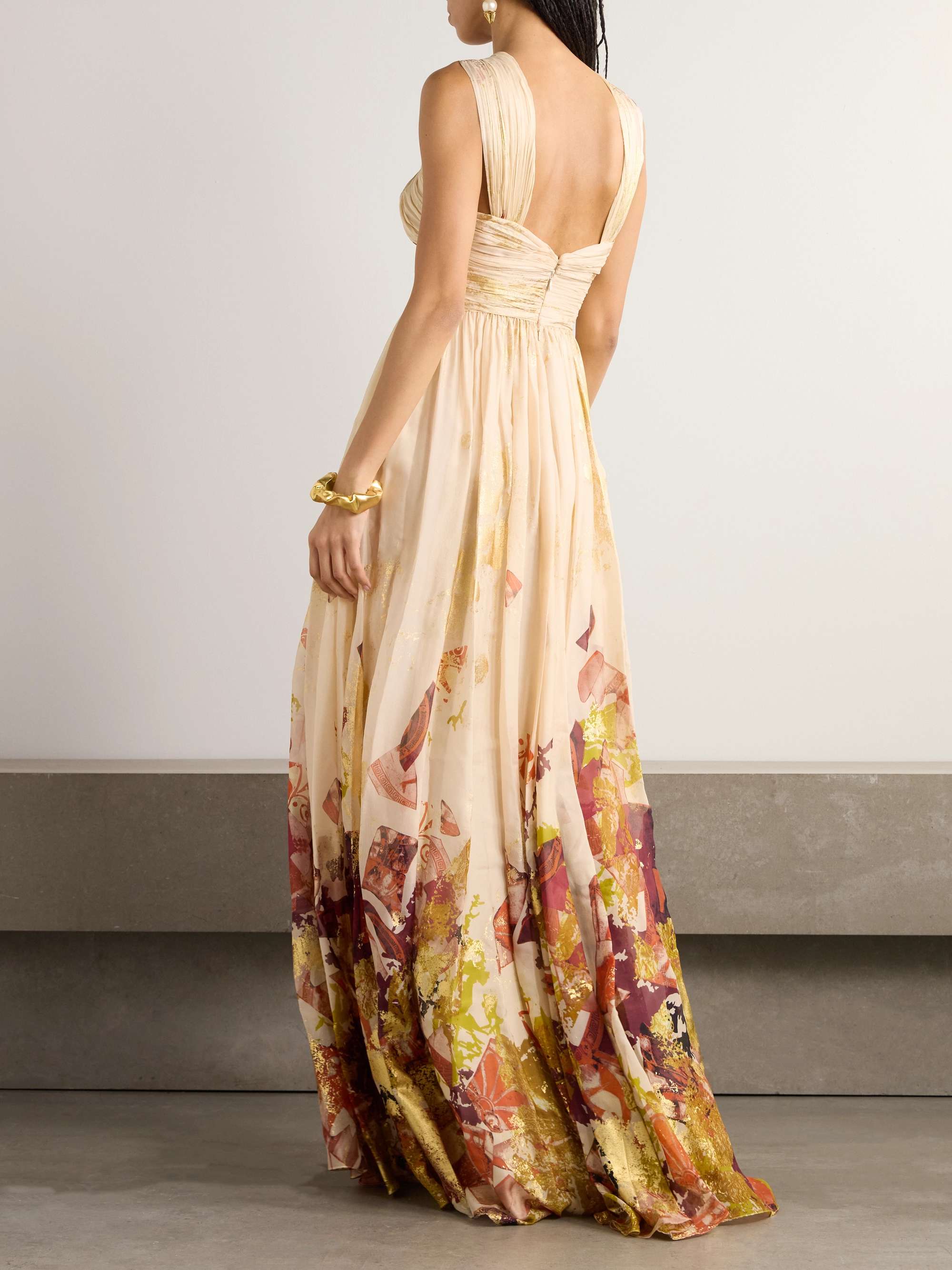 Antique Shard metallic printed silk-chiffon gown view