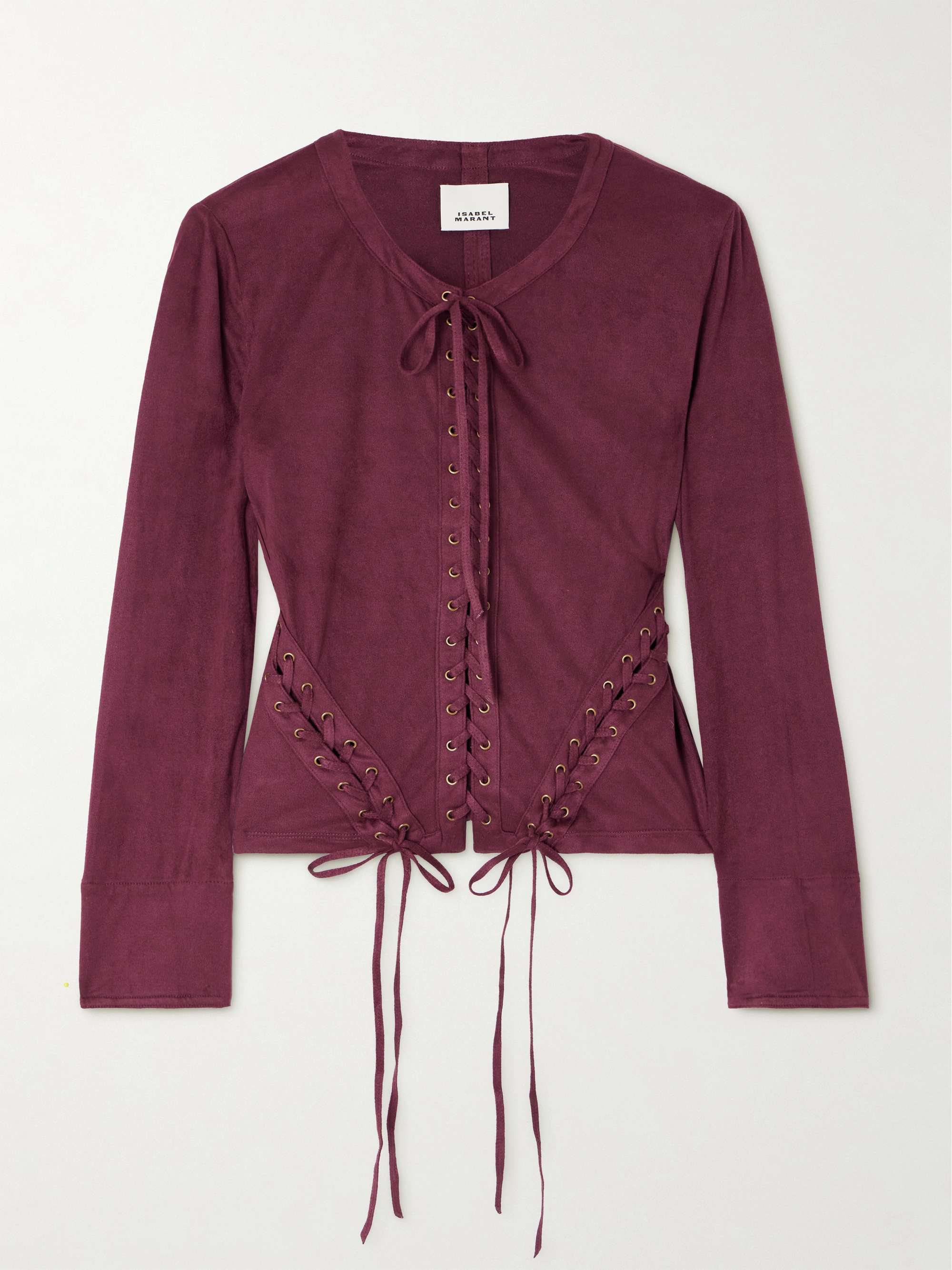Seatle cropped lace-up brushed stretch-jersey top view