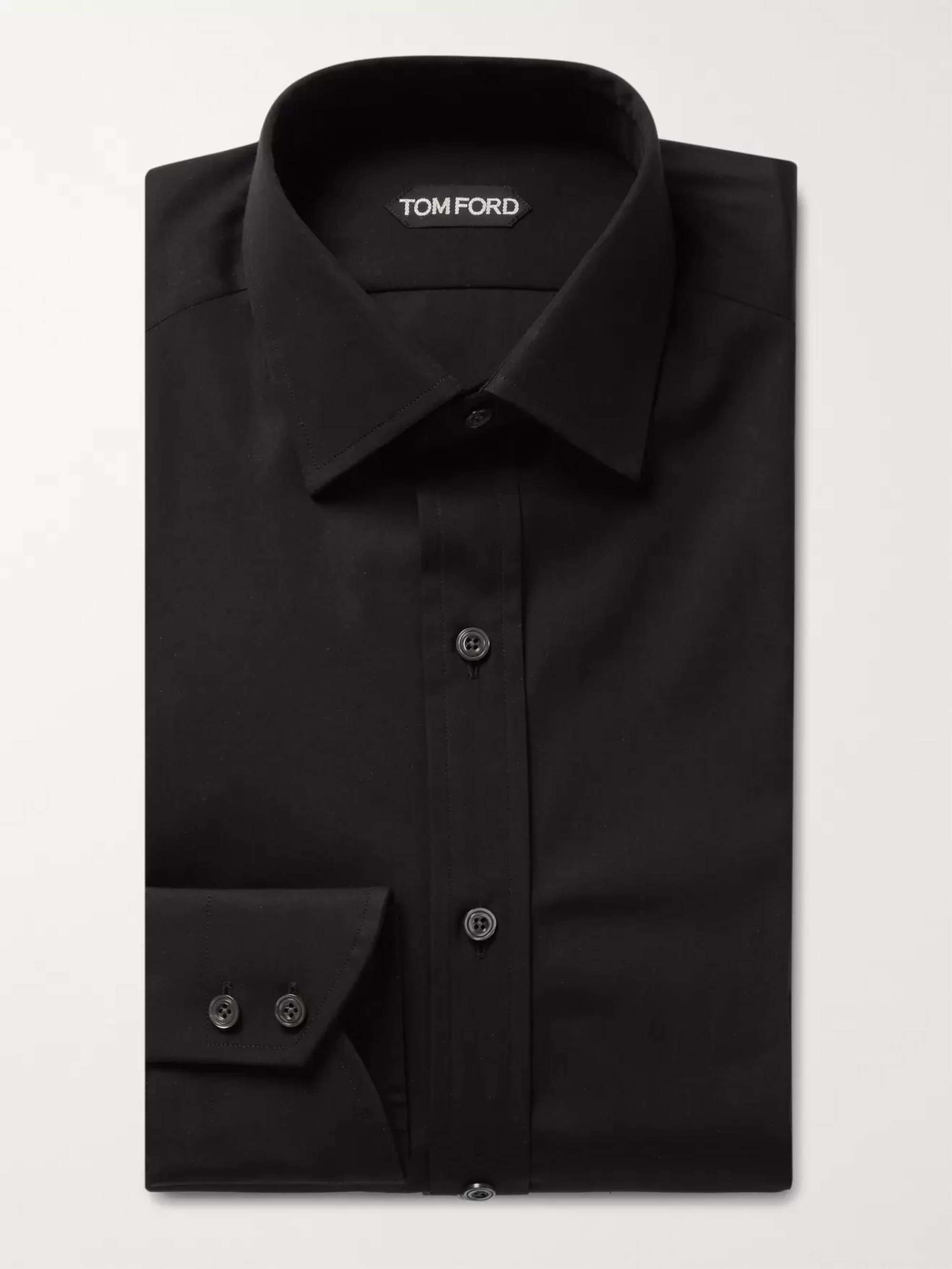 Black Slim-Fit Cotton-Poplin Shirt view