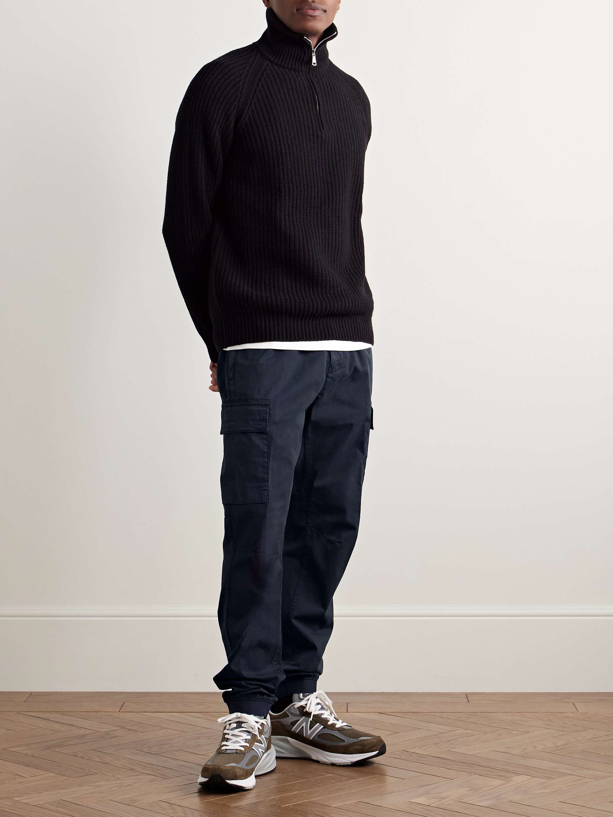 Tapered Garment-Dyed Cotton-Blend Twill Cargo Trousers view