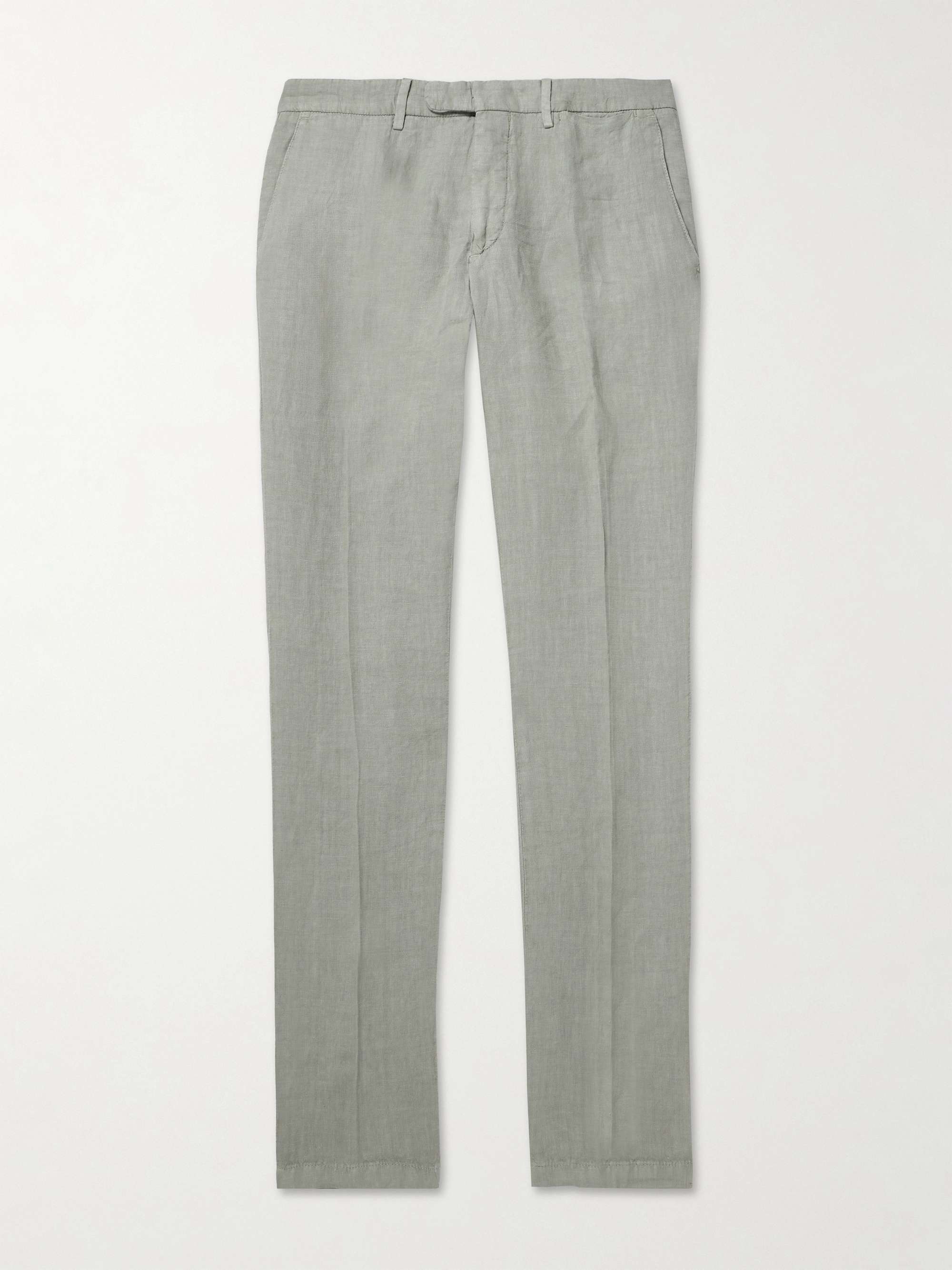 Slim-Fit Straight-Leg Linen Trousers view