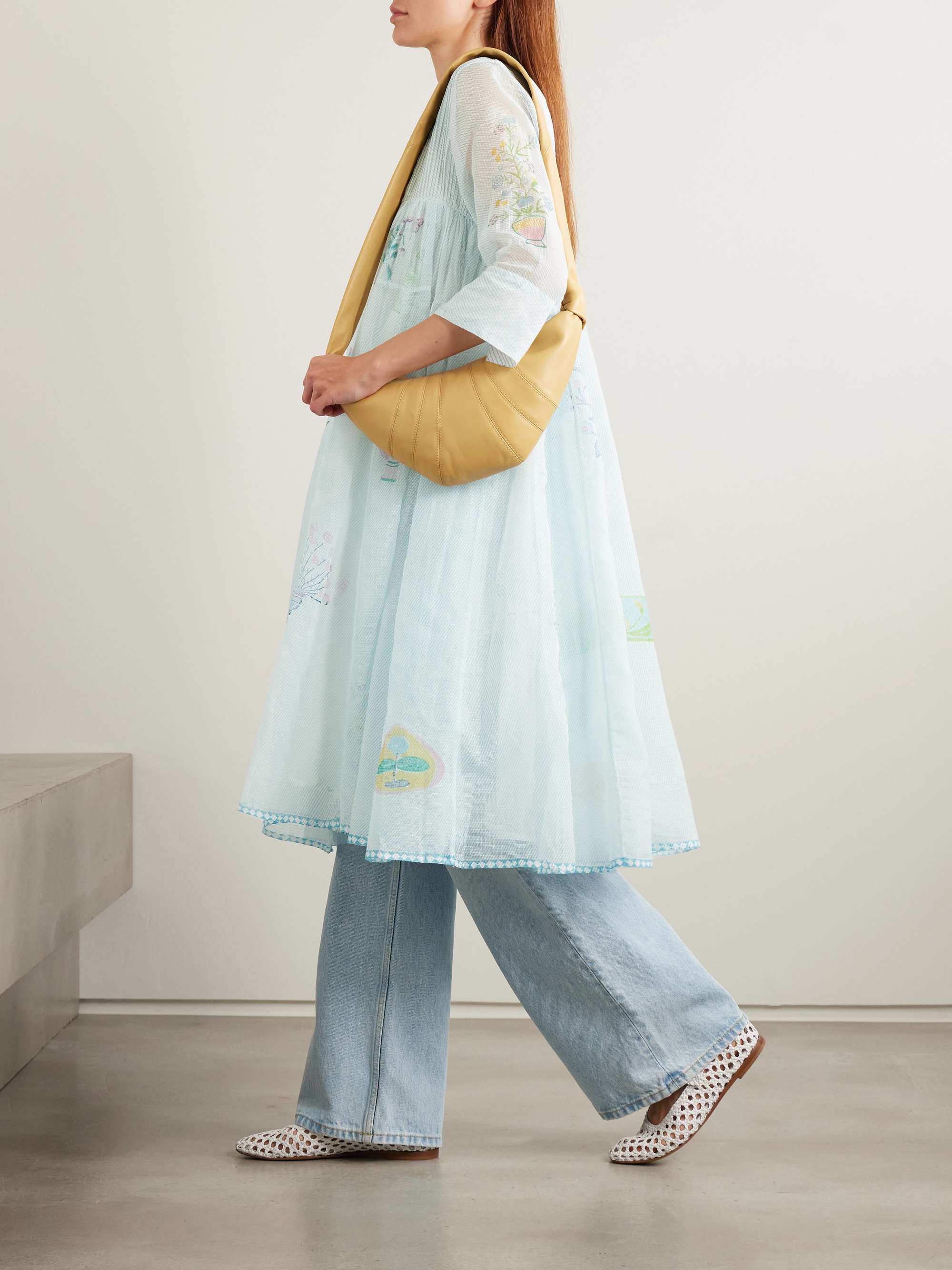 Heather pintucked printed cotton Kota Doriya midi dress view