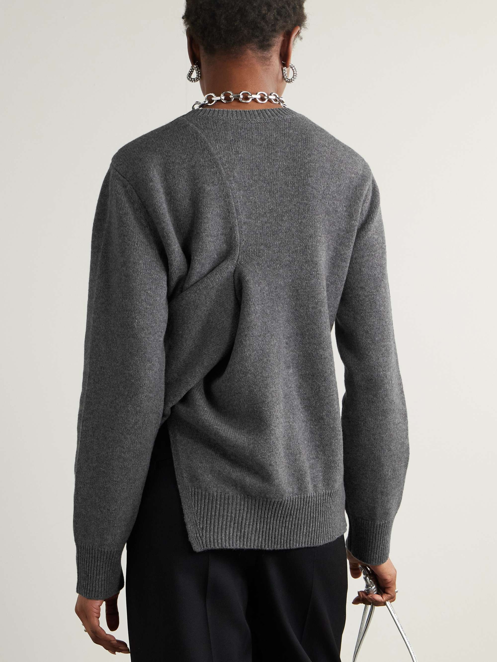 Embellished draped wool and cashmere-blend sweater view
