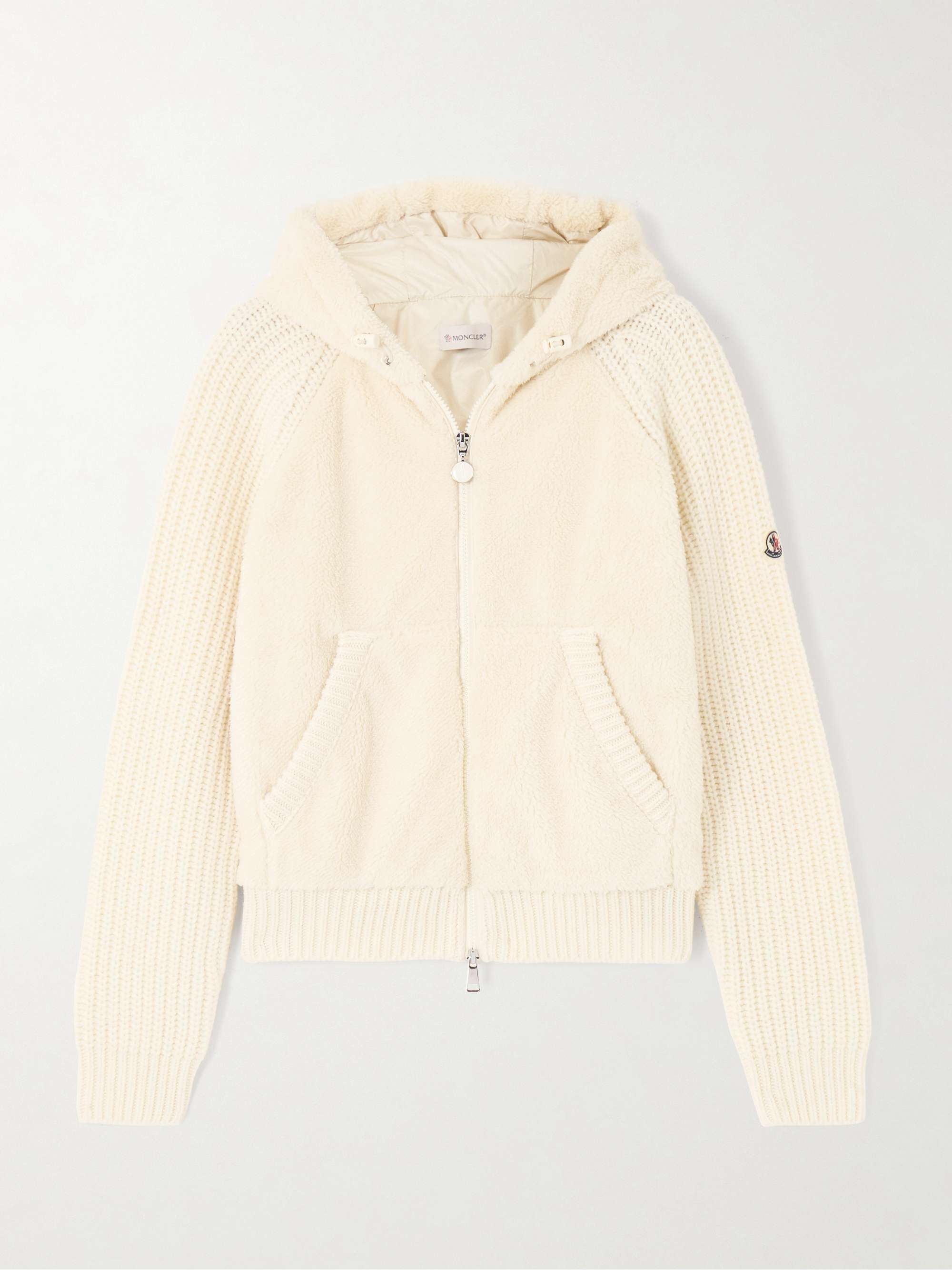 Hooded fleece and ribbed wool jacket view