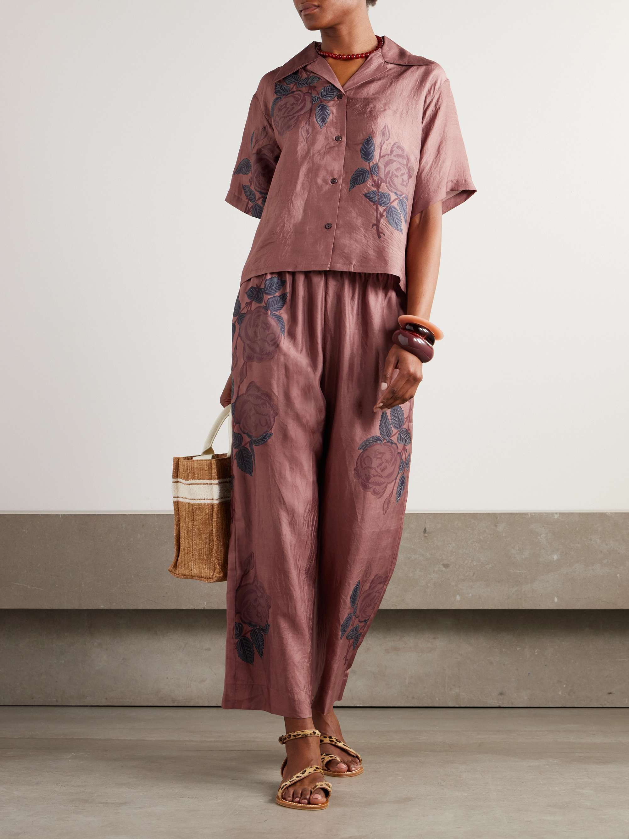 Stevie floral-print silk-satin shirt view
