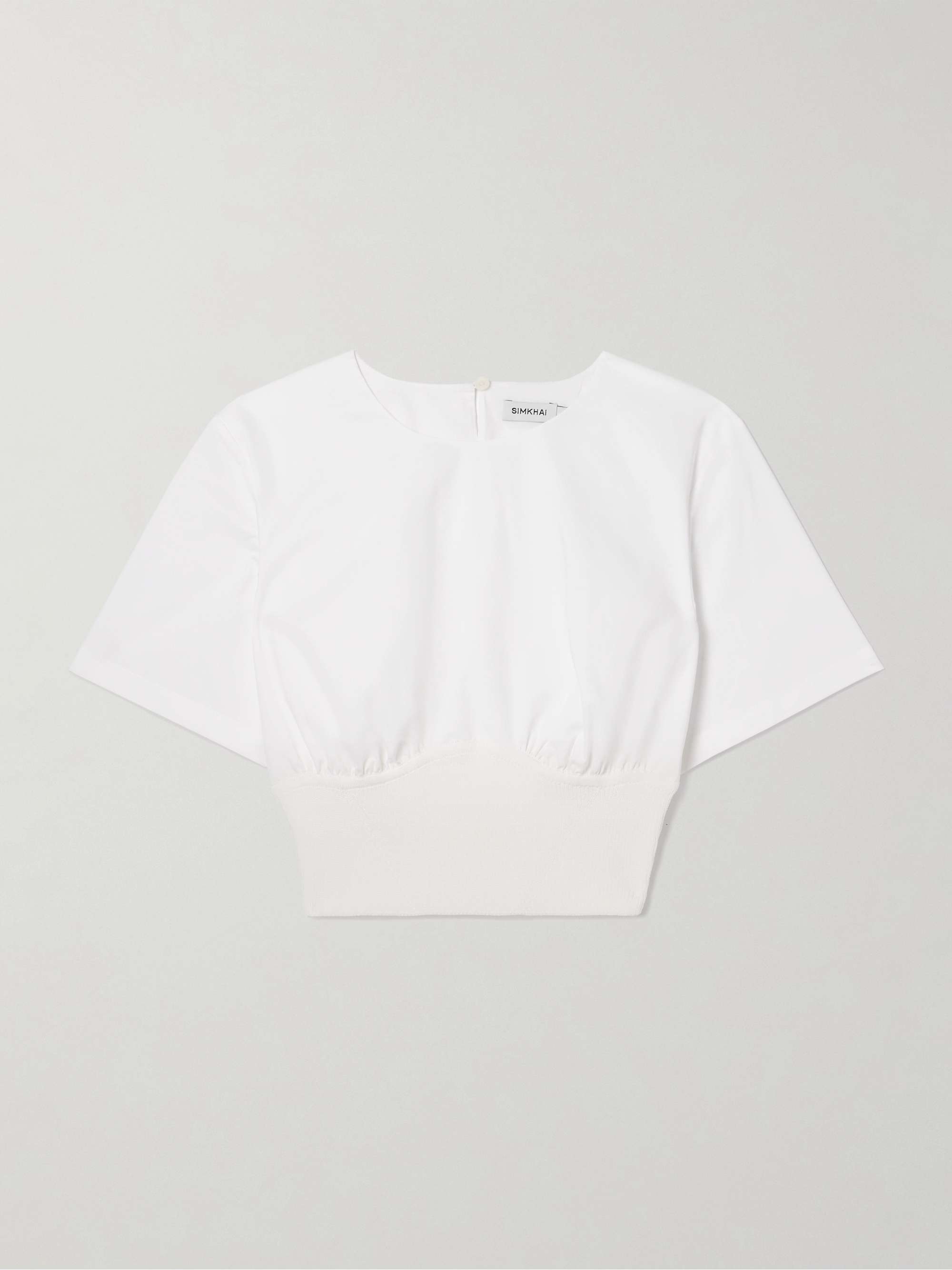 Adair cropped paneled cotton-blend poplin top view