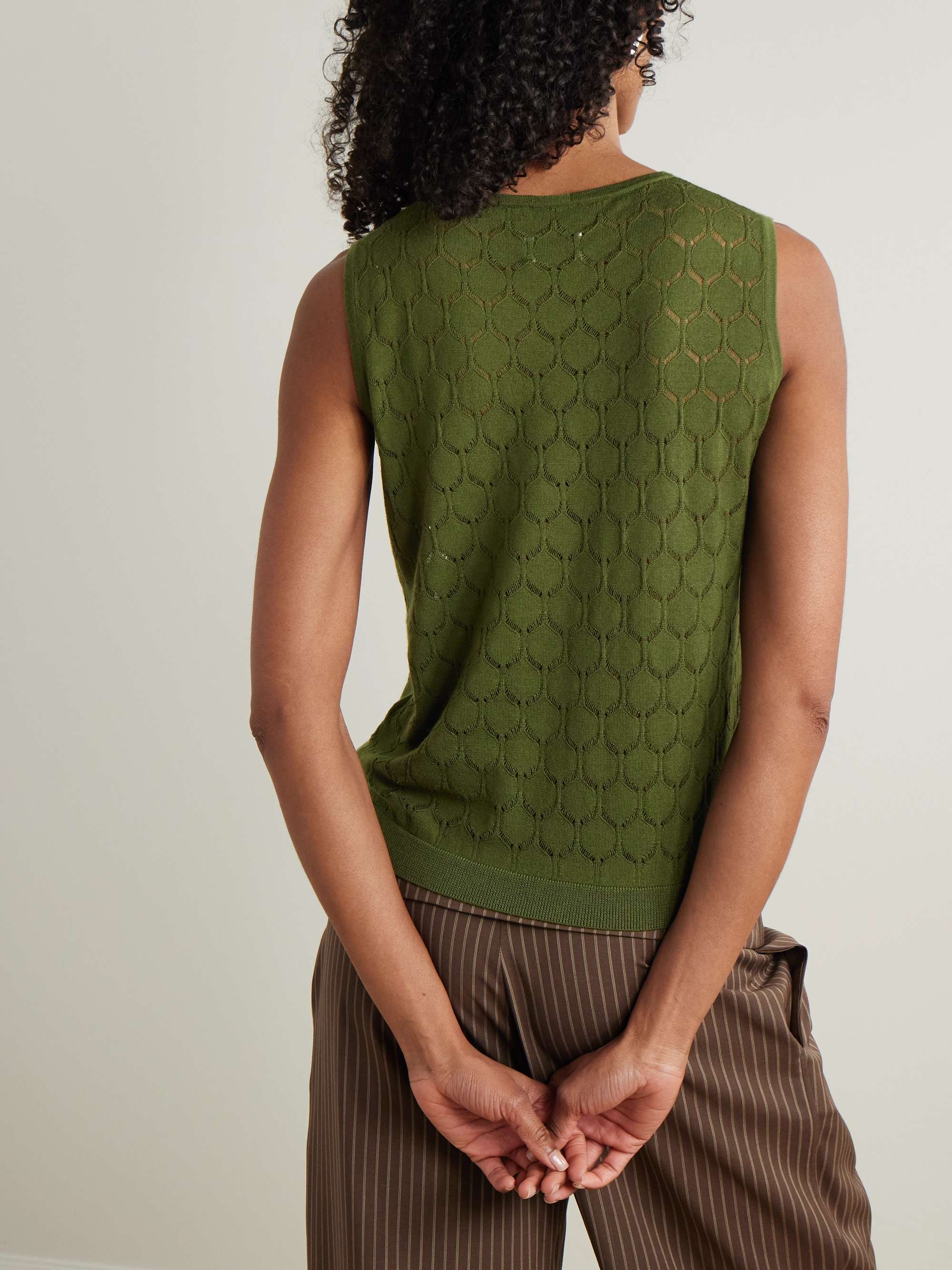 Pointelle-knit virgin wool vest view