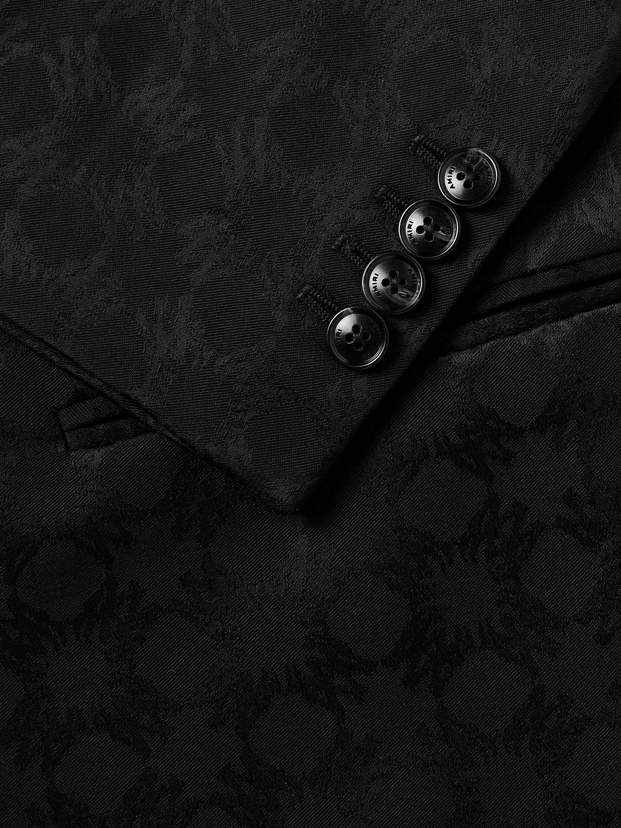 Double-Breasted Satin-Jacquard Suit Jacket view