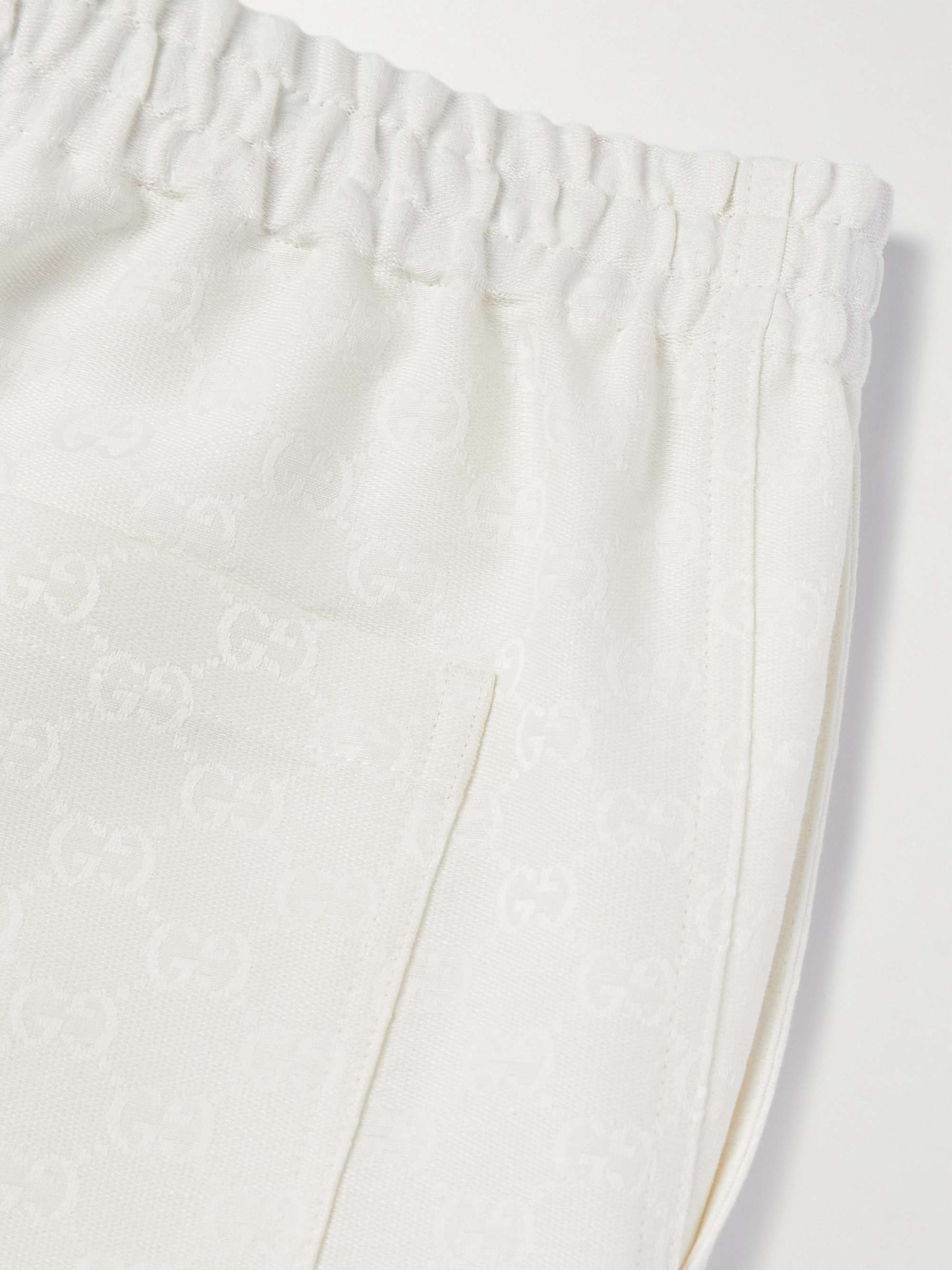 Straight-Leg Logo-Jacquard Linen-Blend Shorts view