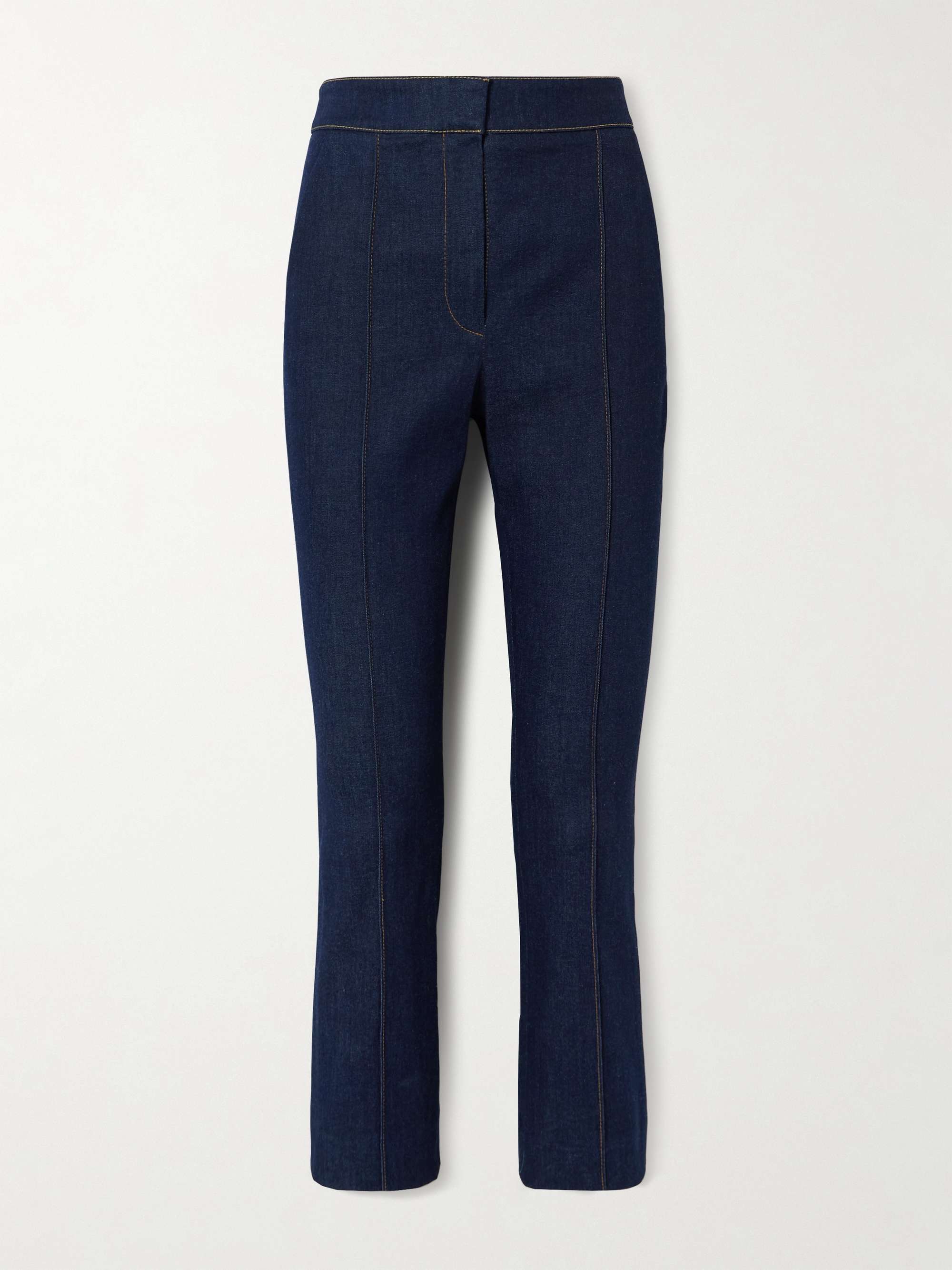 Tani cropped topstitched straight-leg jeans view
