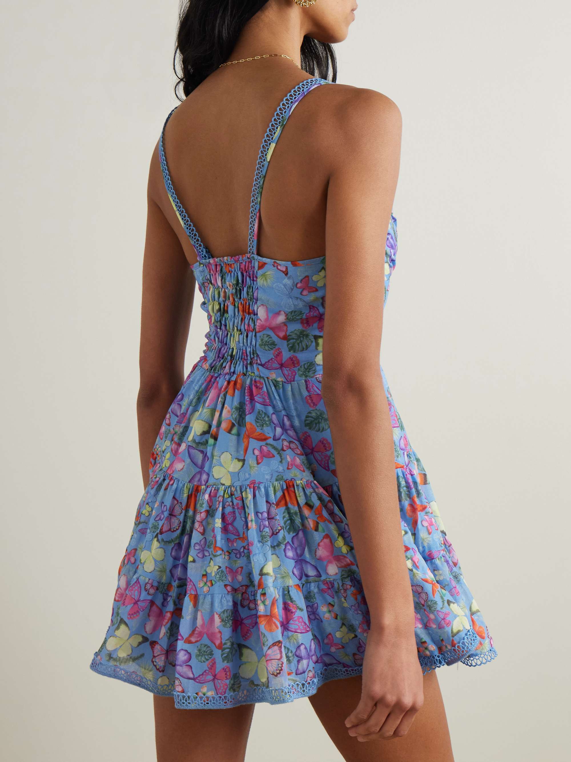 Angy tiered printed cotton-blend mini dress view