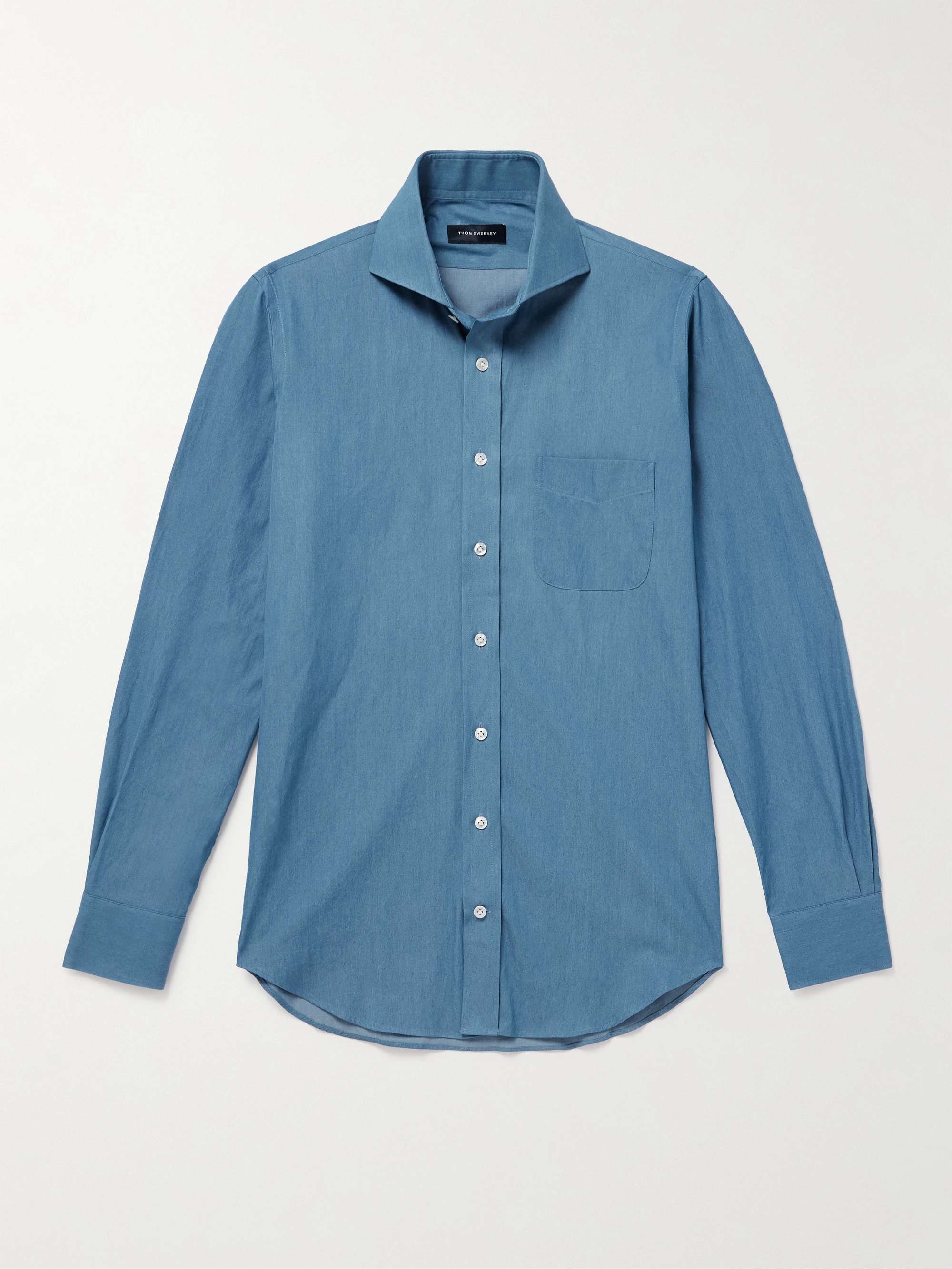 Slim-Fit Cutaway-Collar Cotton-Chambray Shirt view