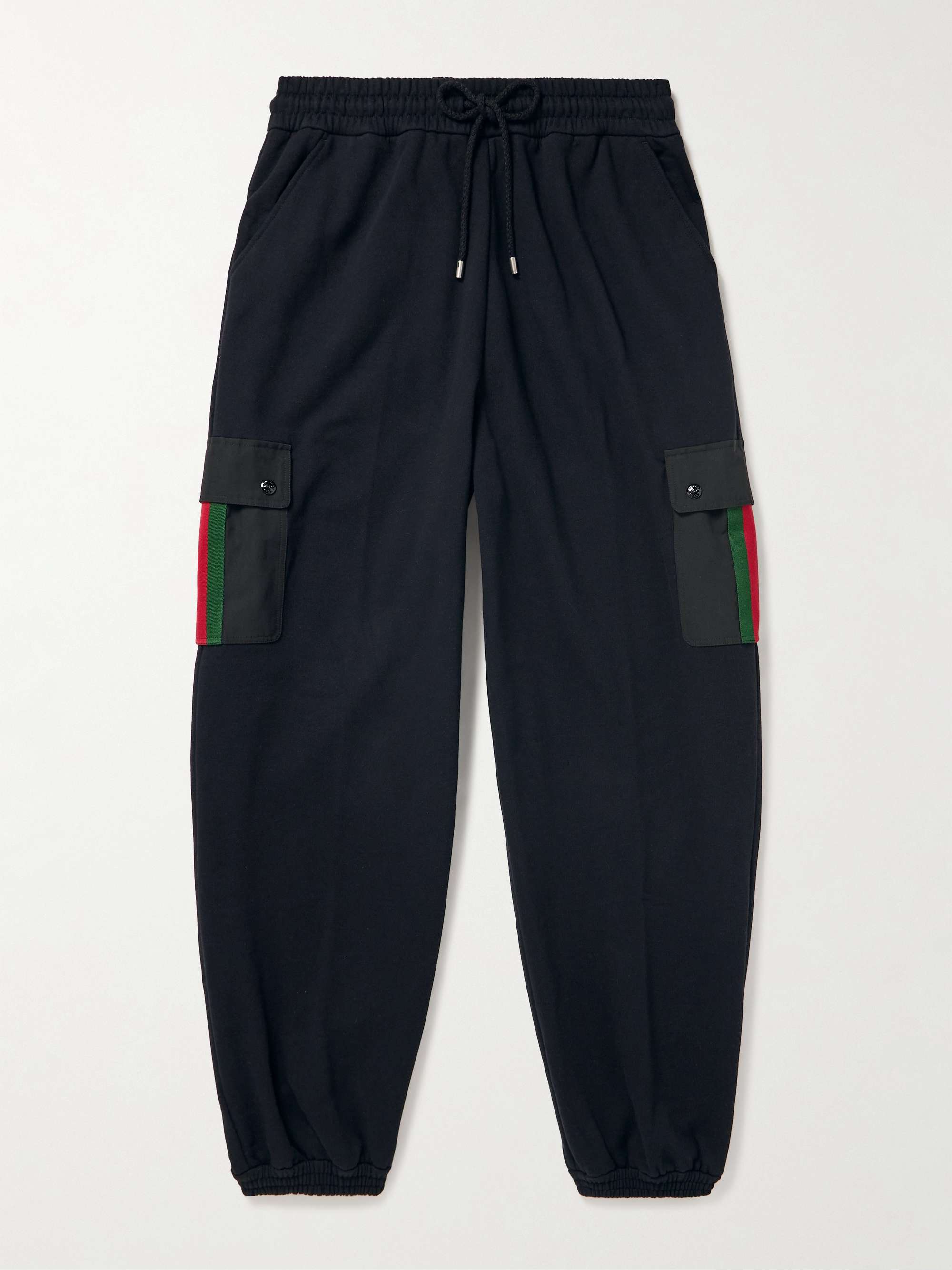 Tapered Webbing-Trimmed Jersey Sweatpants view