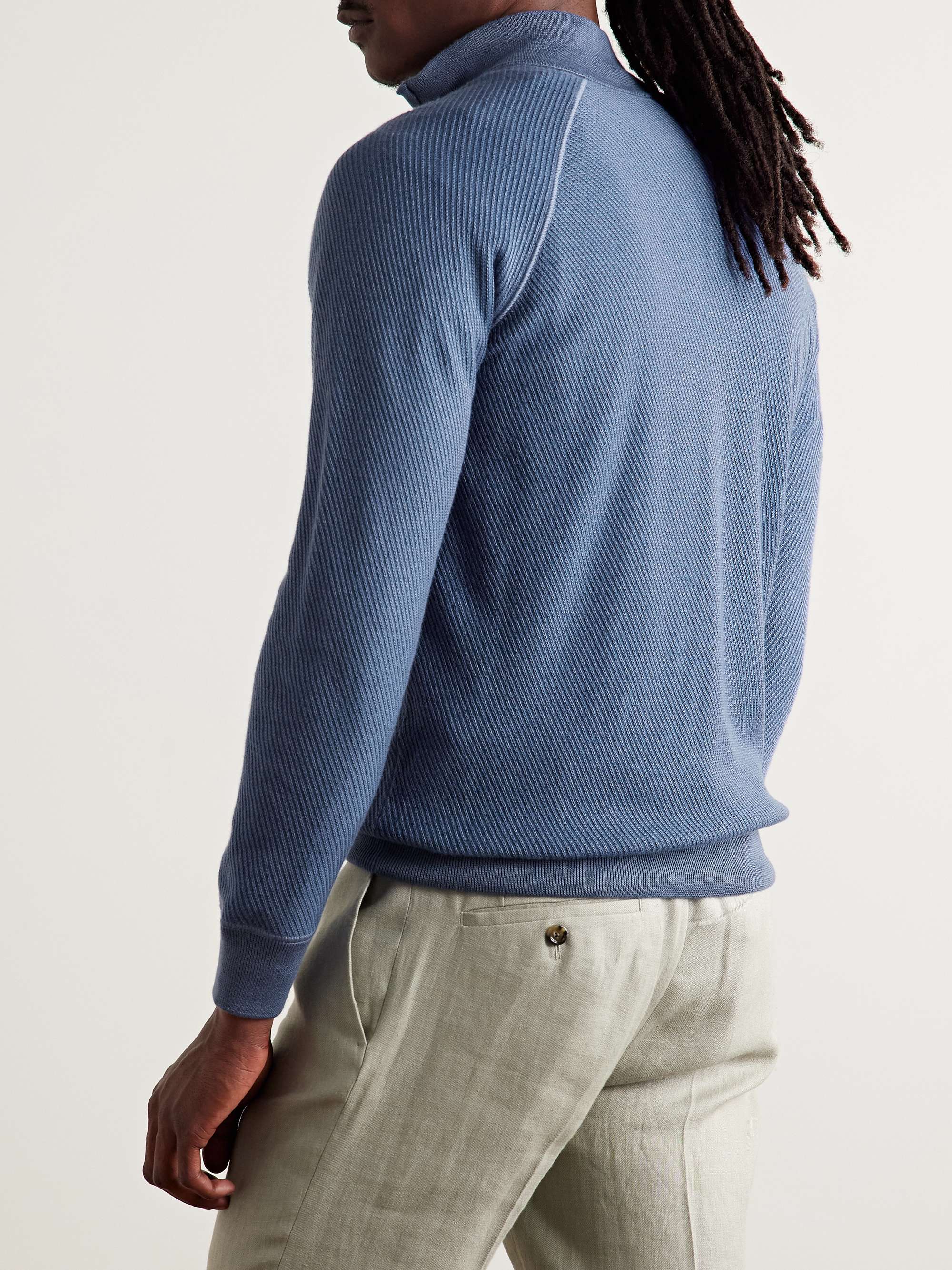 Ribbed Cashmere and Silk-Blend Half-Zip Sweater view