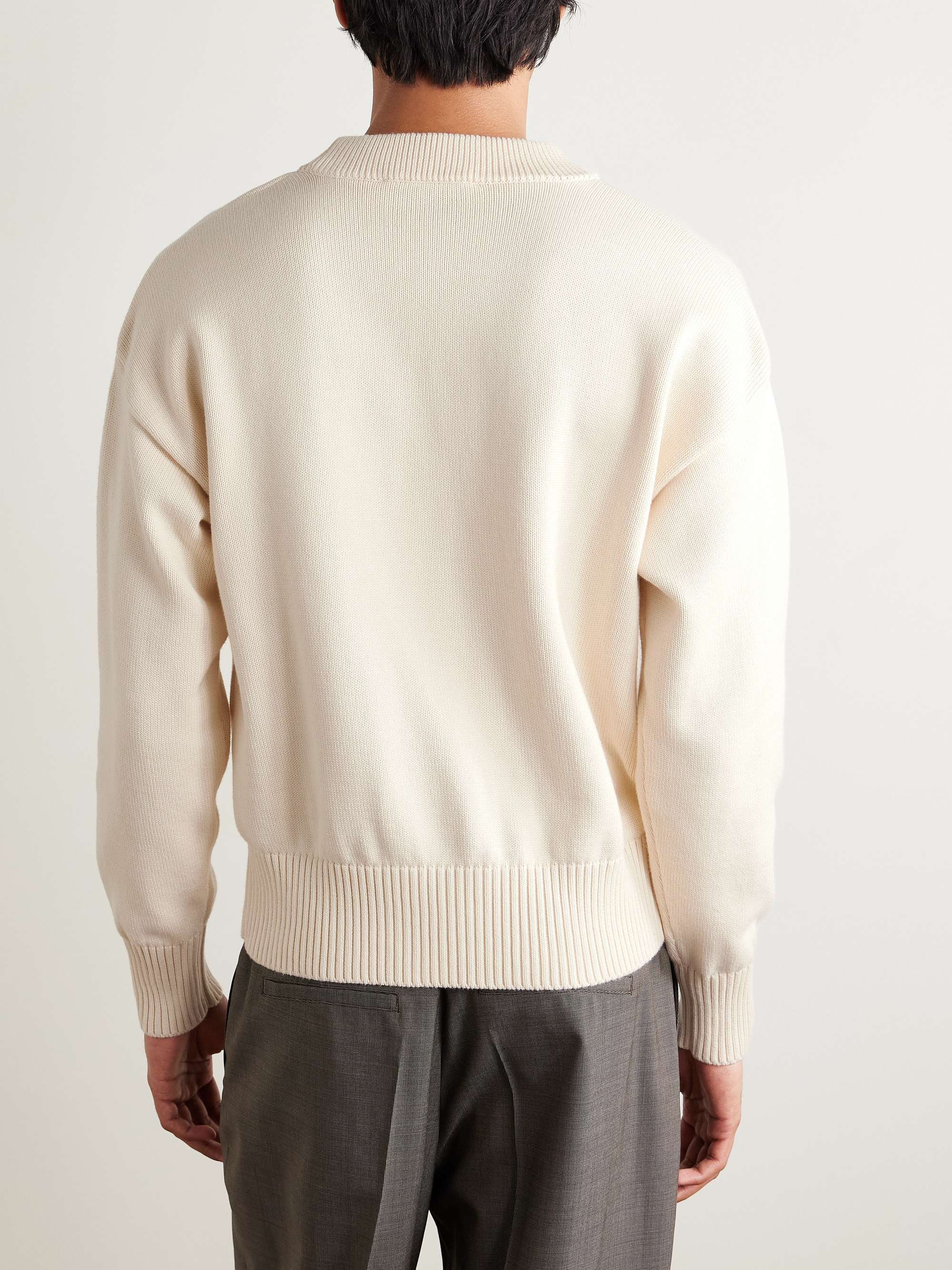 Logo-Appliquéd Organic Cotton and Wool-Blend Sweater view