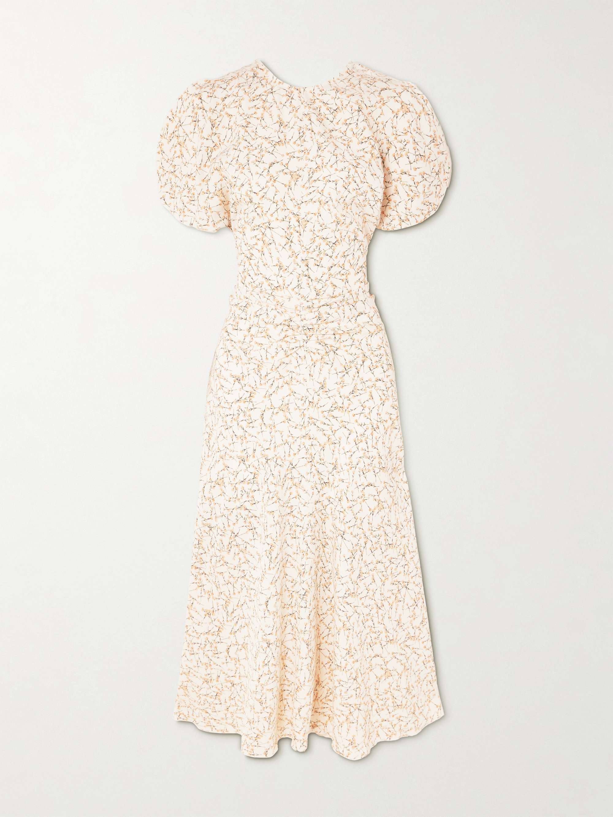 Gathered floral-print voile midi dress view