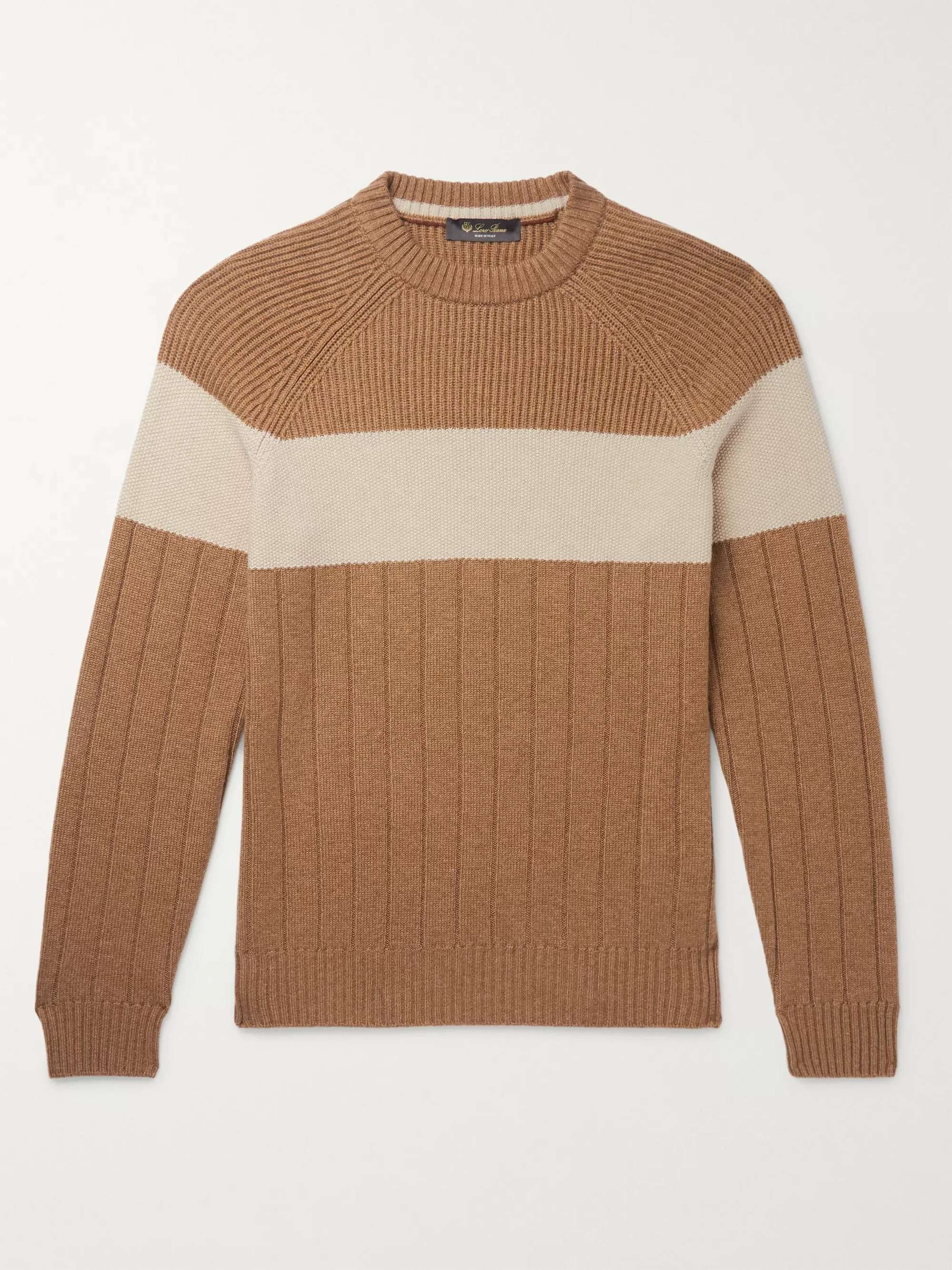 Slim-Fit Striped Ribbed Cashmere Sweater view