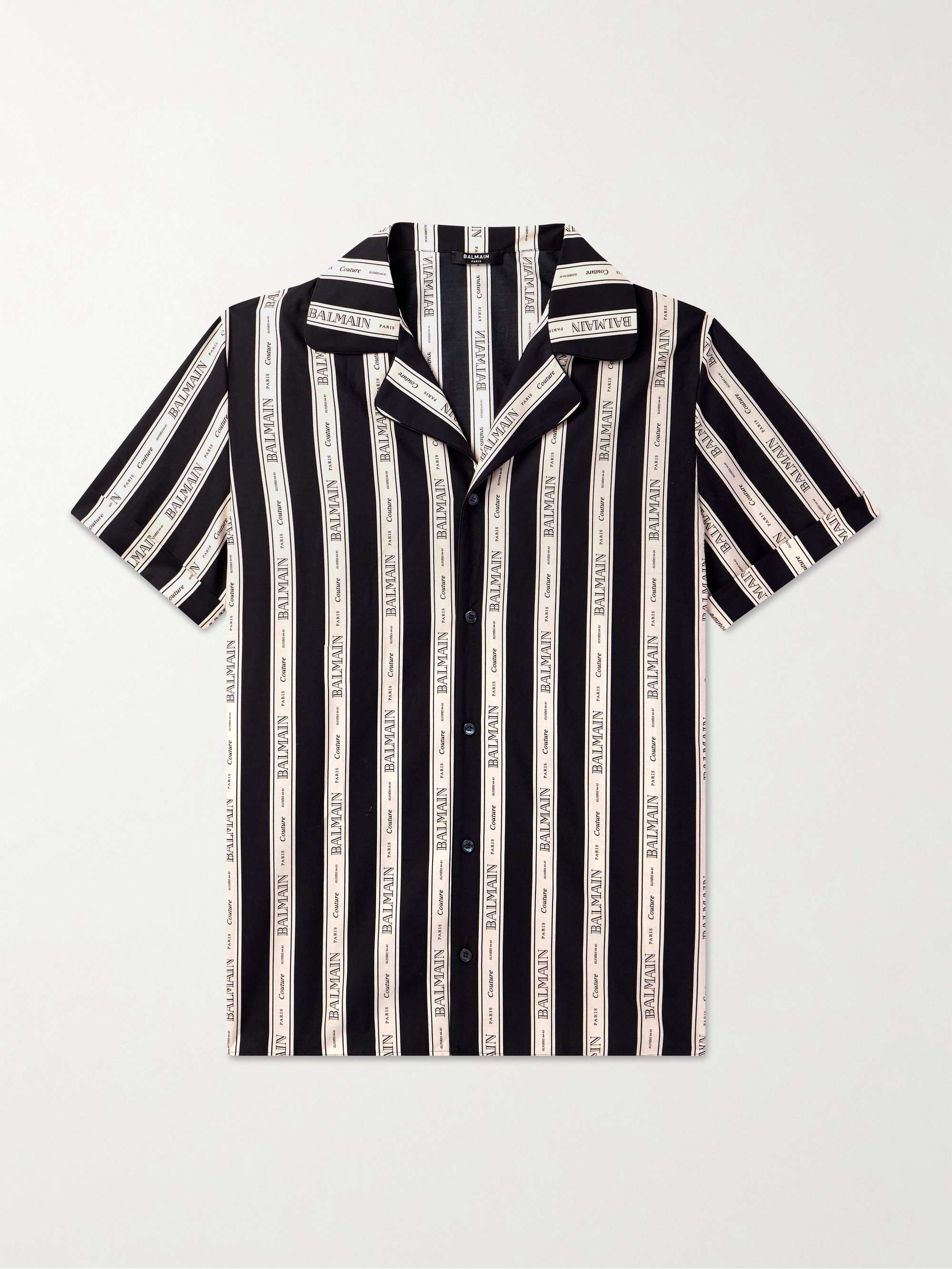 Camp-Collar Logo-Print Striped Cotton-Poplin Shirt view