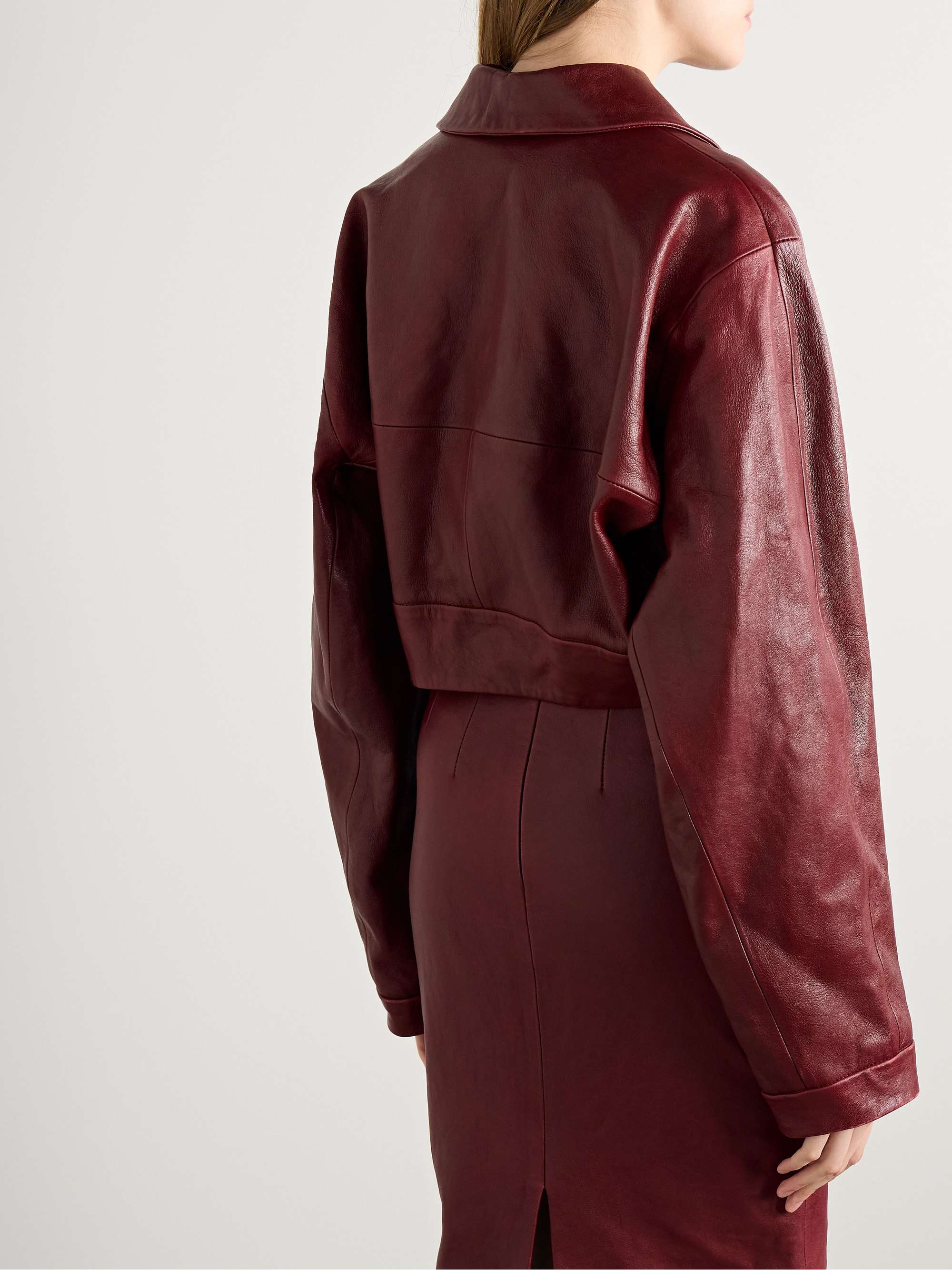 Sue cropped leather jacket view