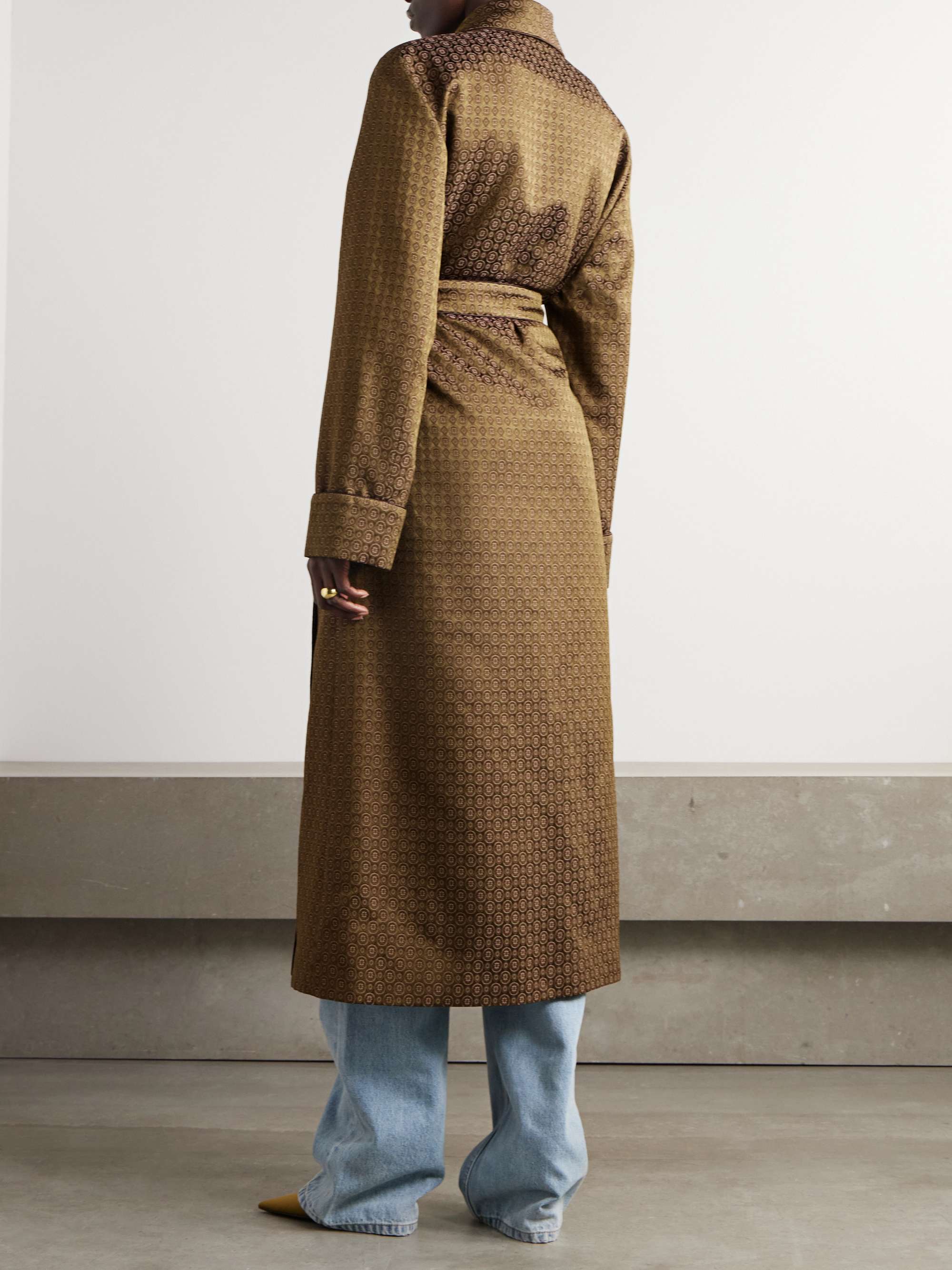 Belted jacquard coat view