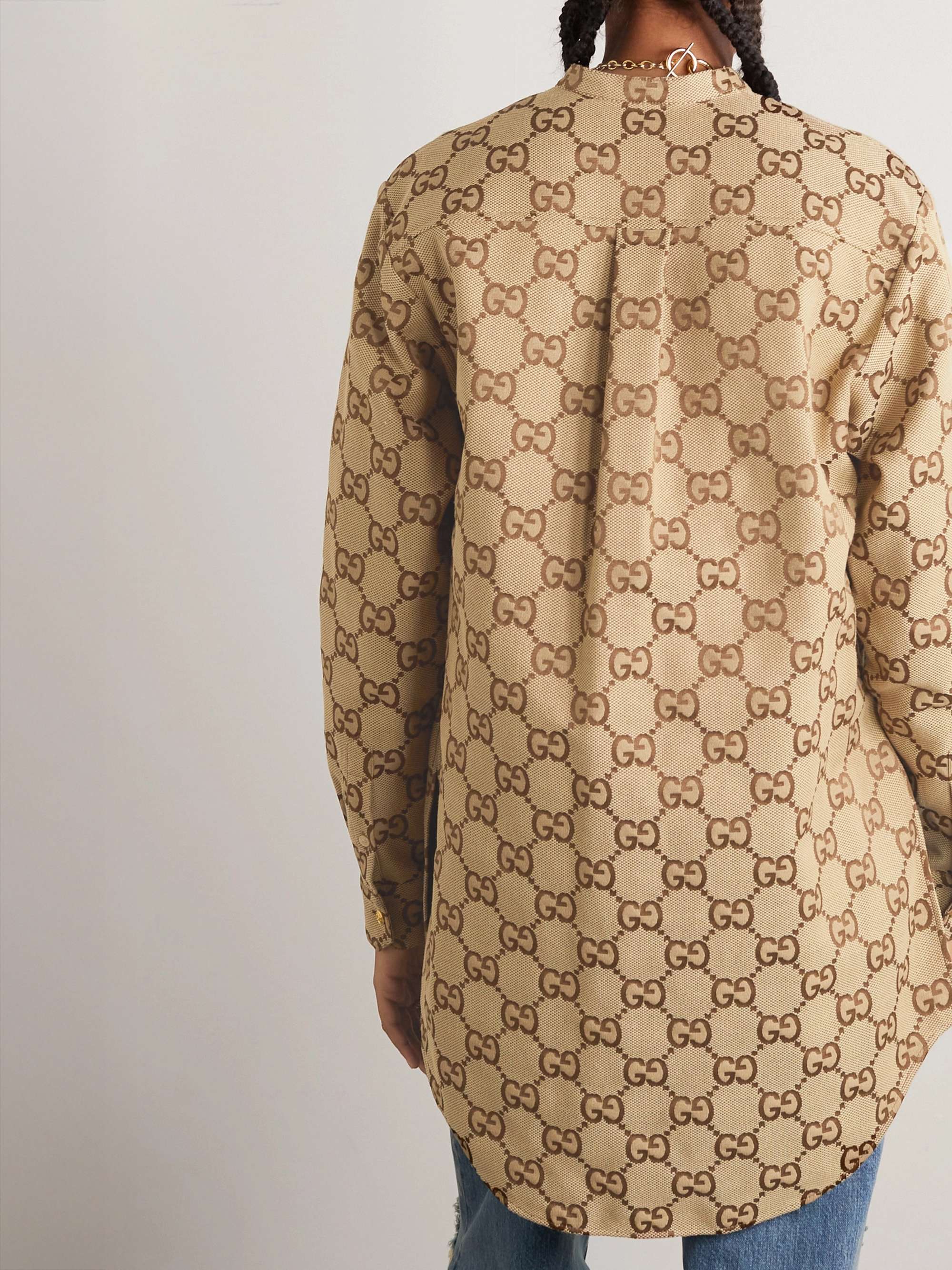 Cotton-blend canvas-jacquard shirt view