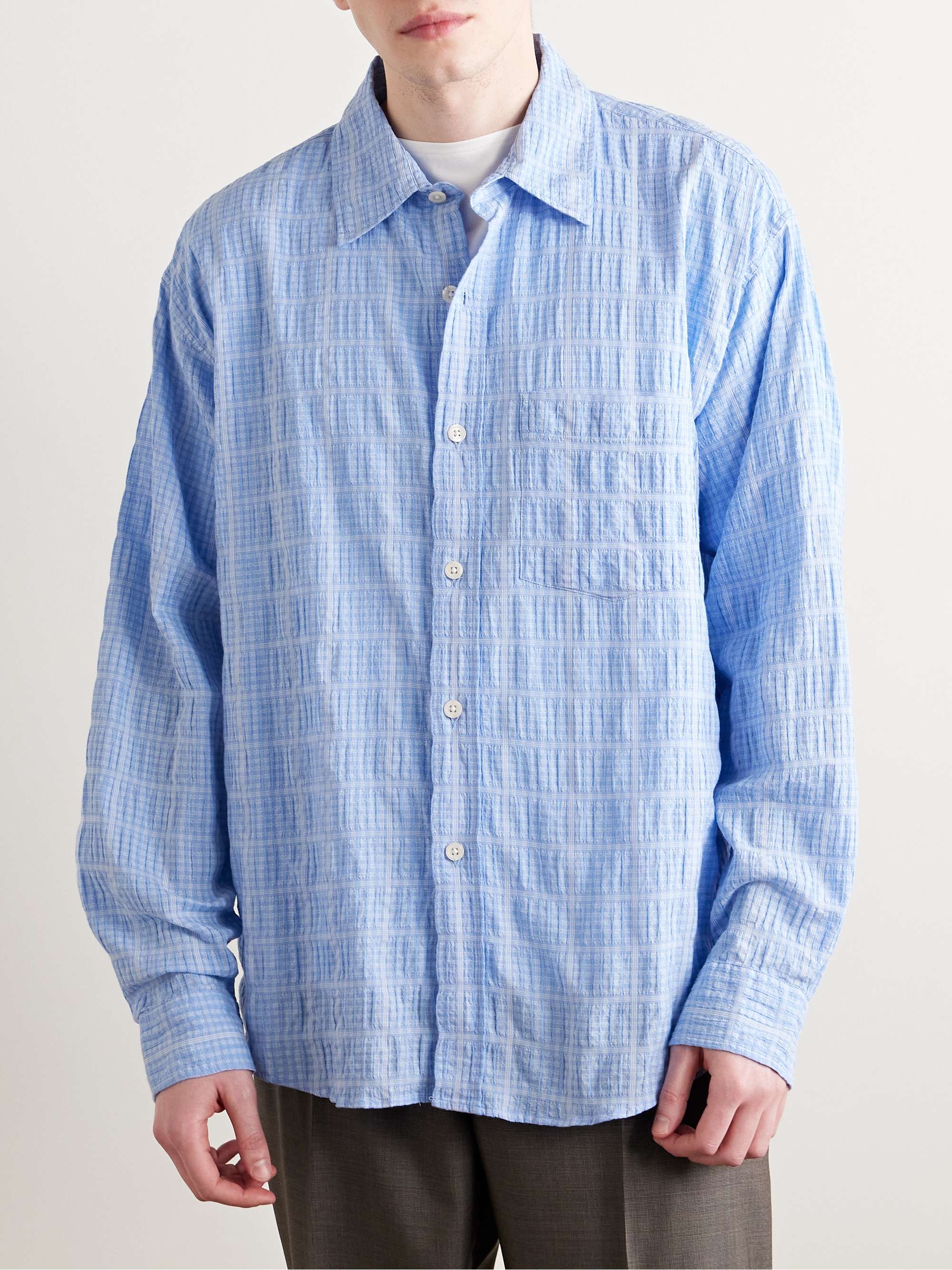 Executive Checked Cotton-Seersucker Shirt view