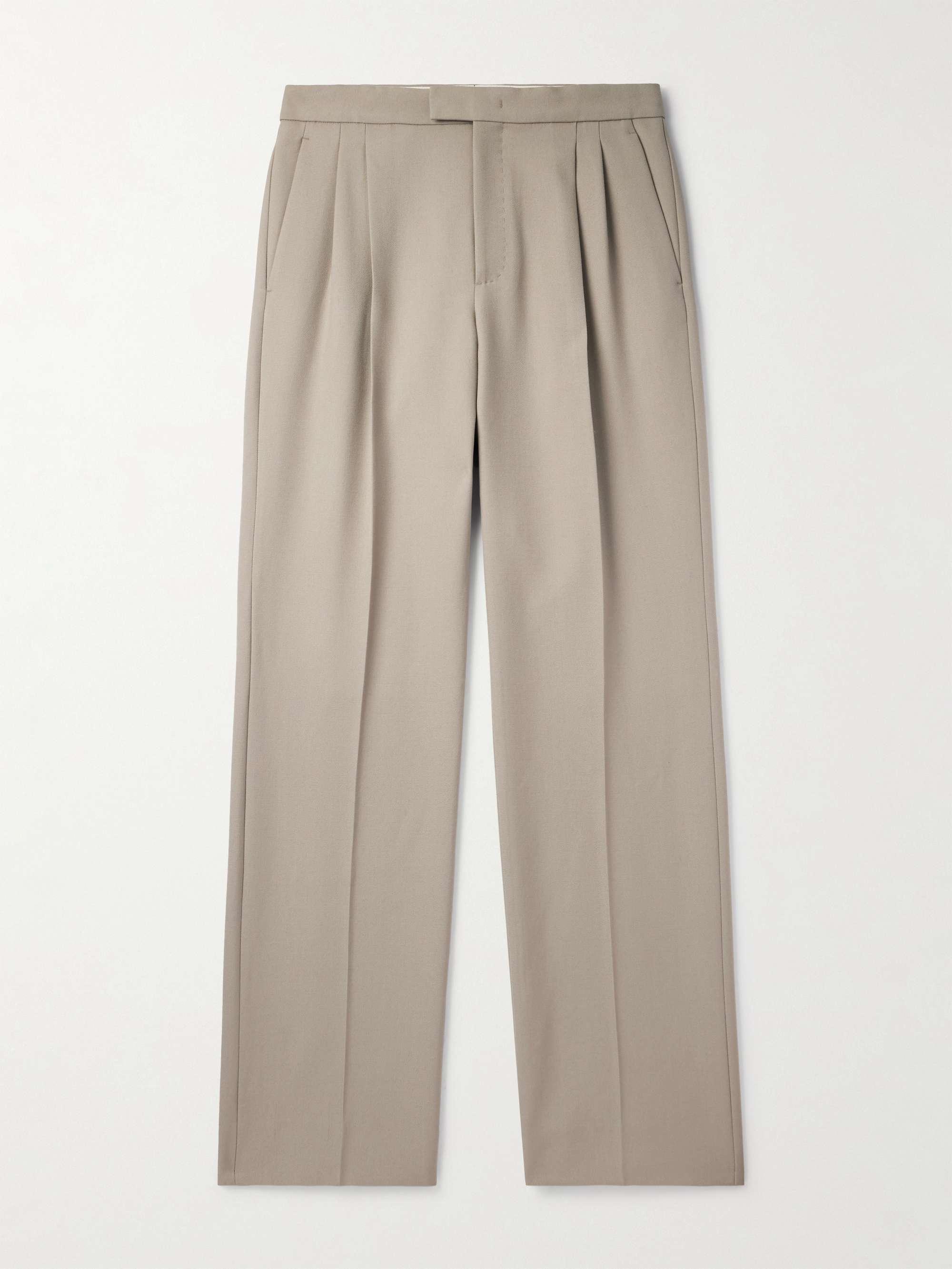 Wide-Leg Pleated Wool-Gabardine Trousers view