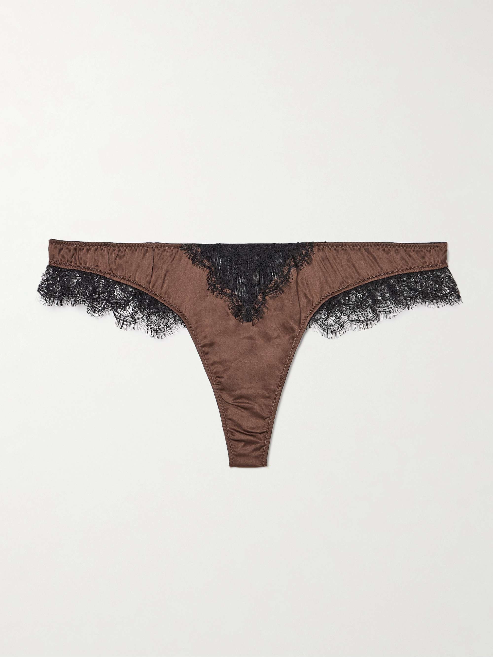 Lace-trimmed stretch-silk thong view