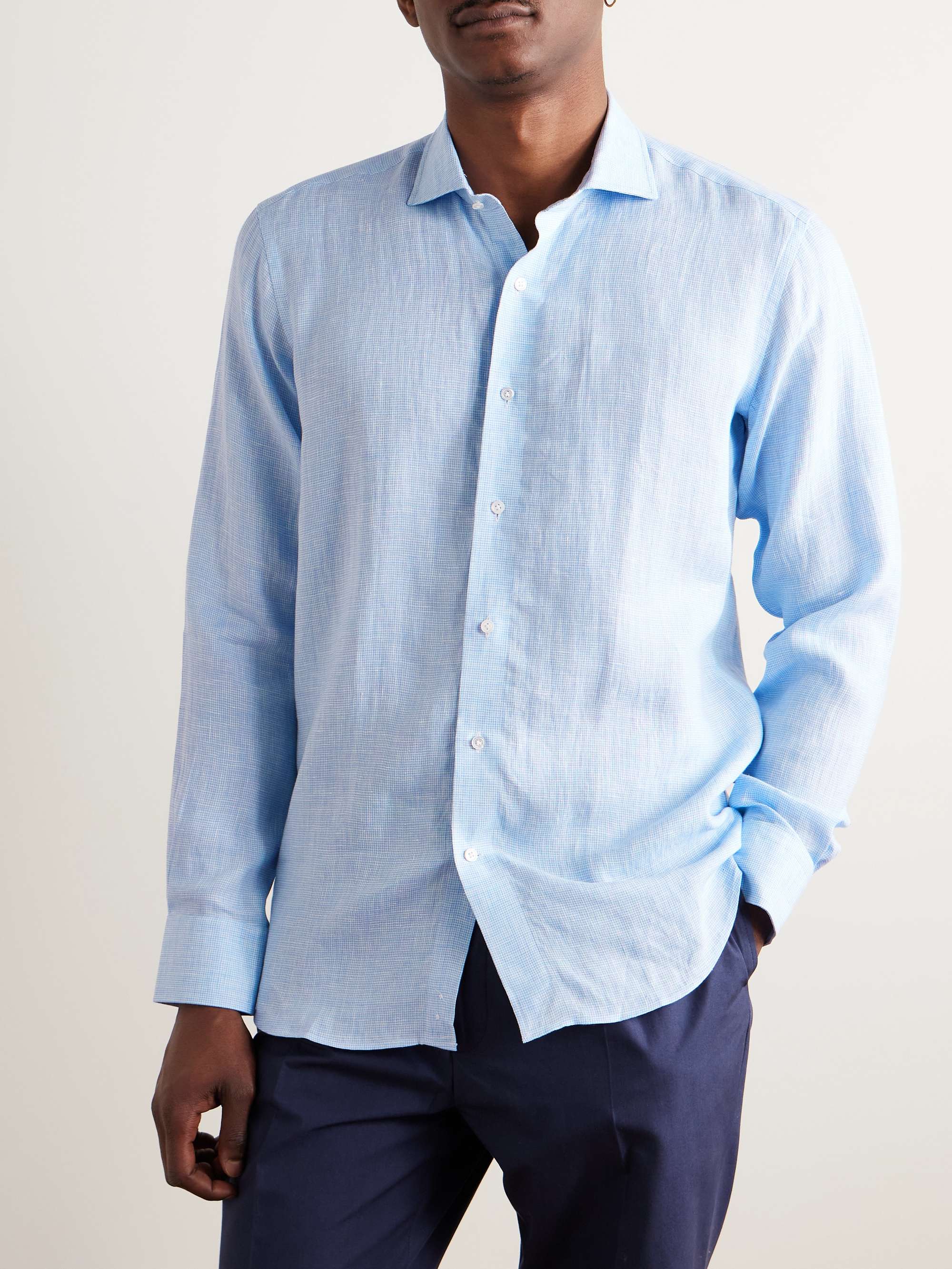 Astino Micro-Checked Linen Shirt view