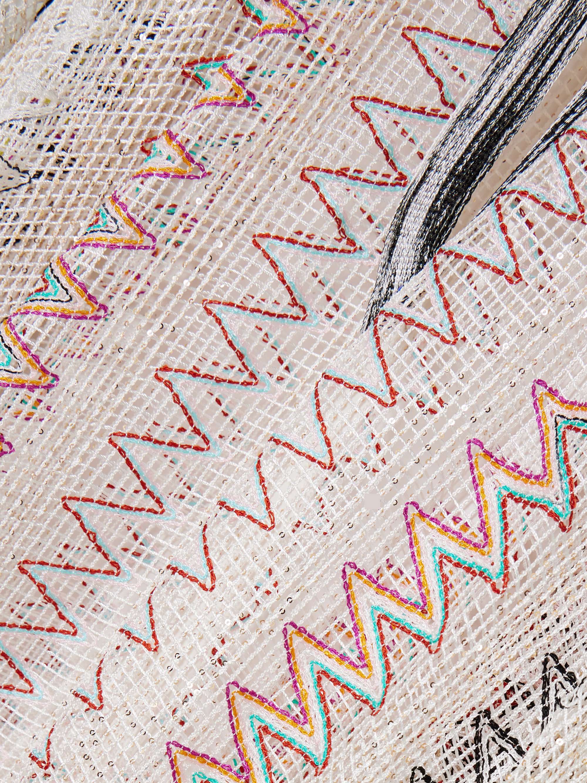 Sequined striped embroidered open-knit coverup view