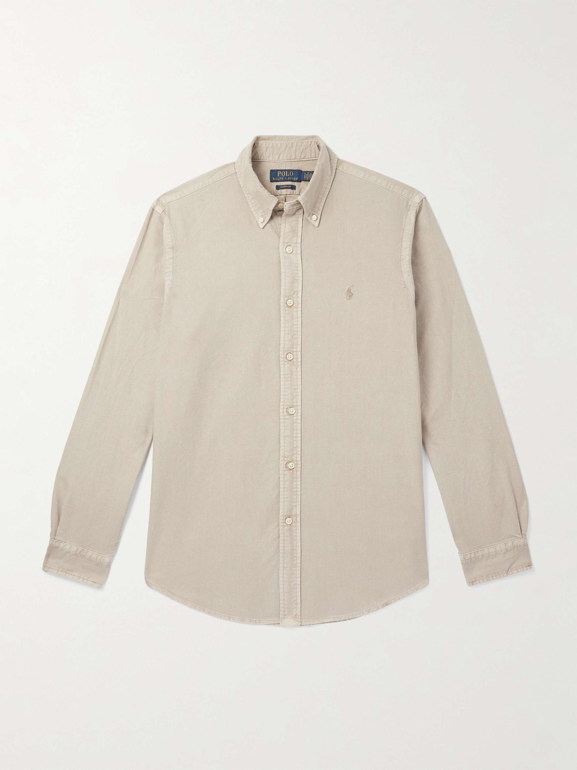 Slim-Fit Button-Down Collar Logo-Embroidered Cotton Oxford Shirt view
