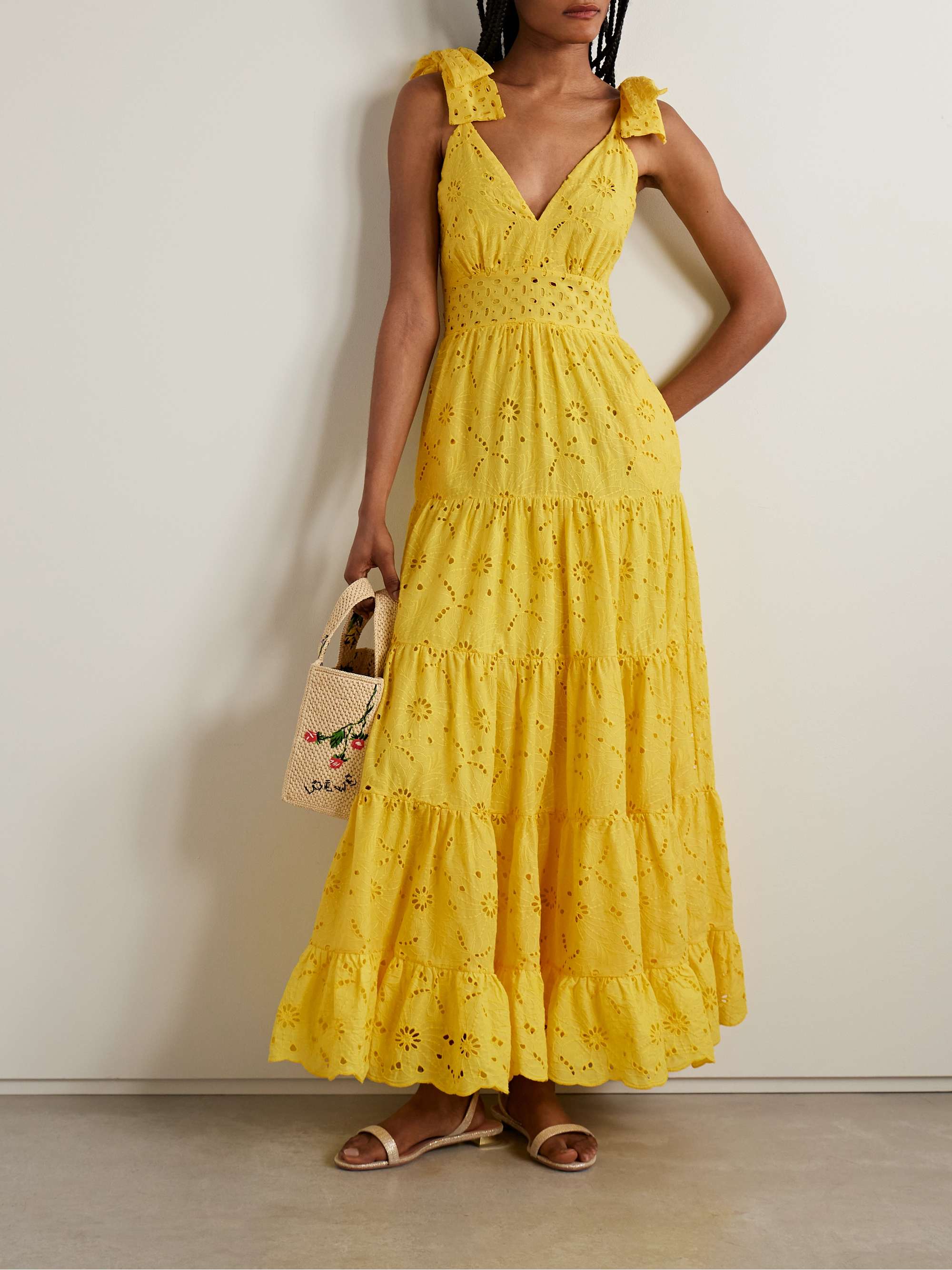 Lucia tiered broderie anglaise cotton maxi dress view