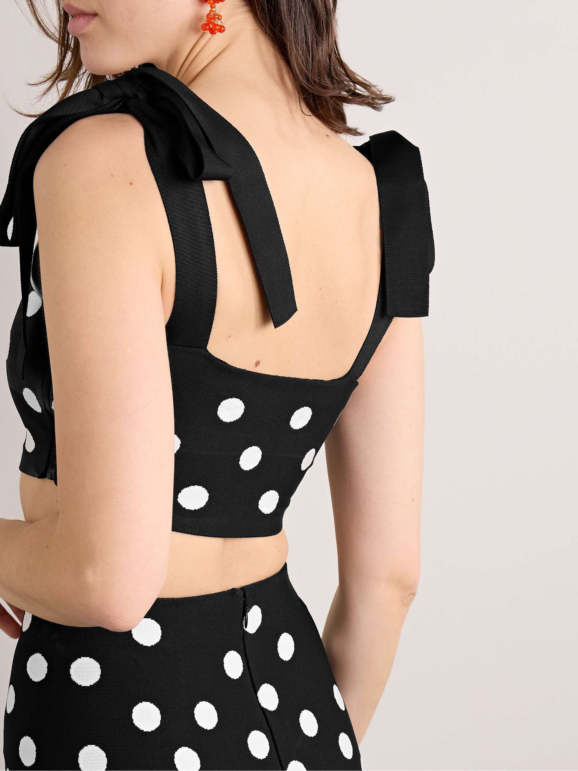Cropped polka-dot jacquard-knit tank view