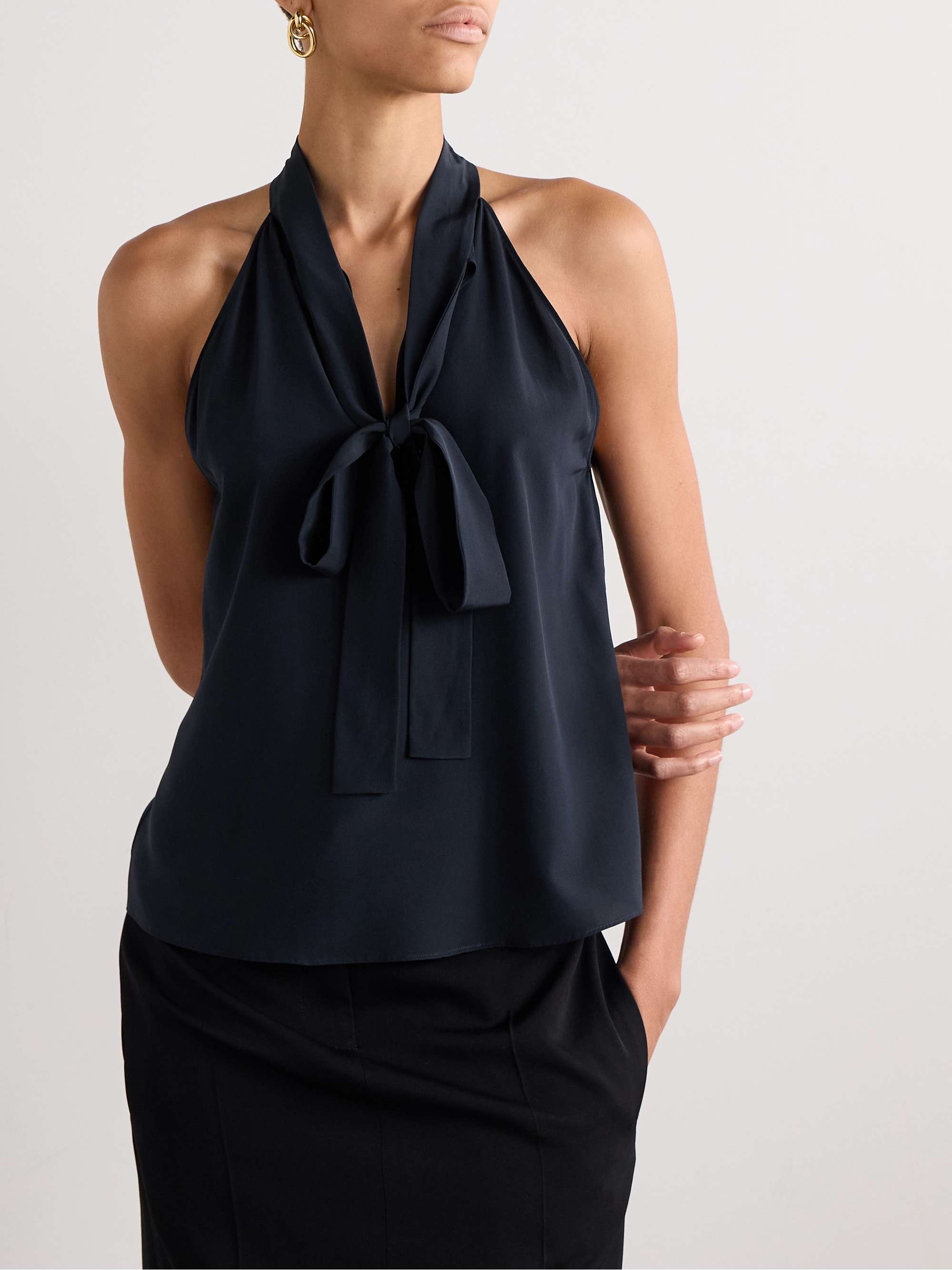 Zelie pussy-bow silk crepe de chine tank view