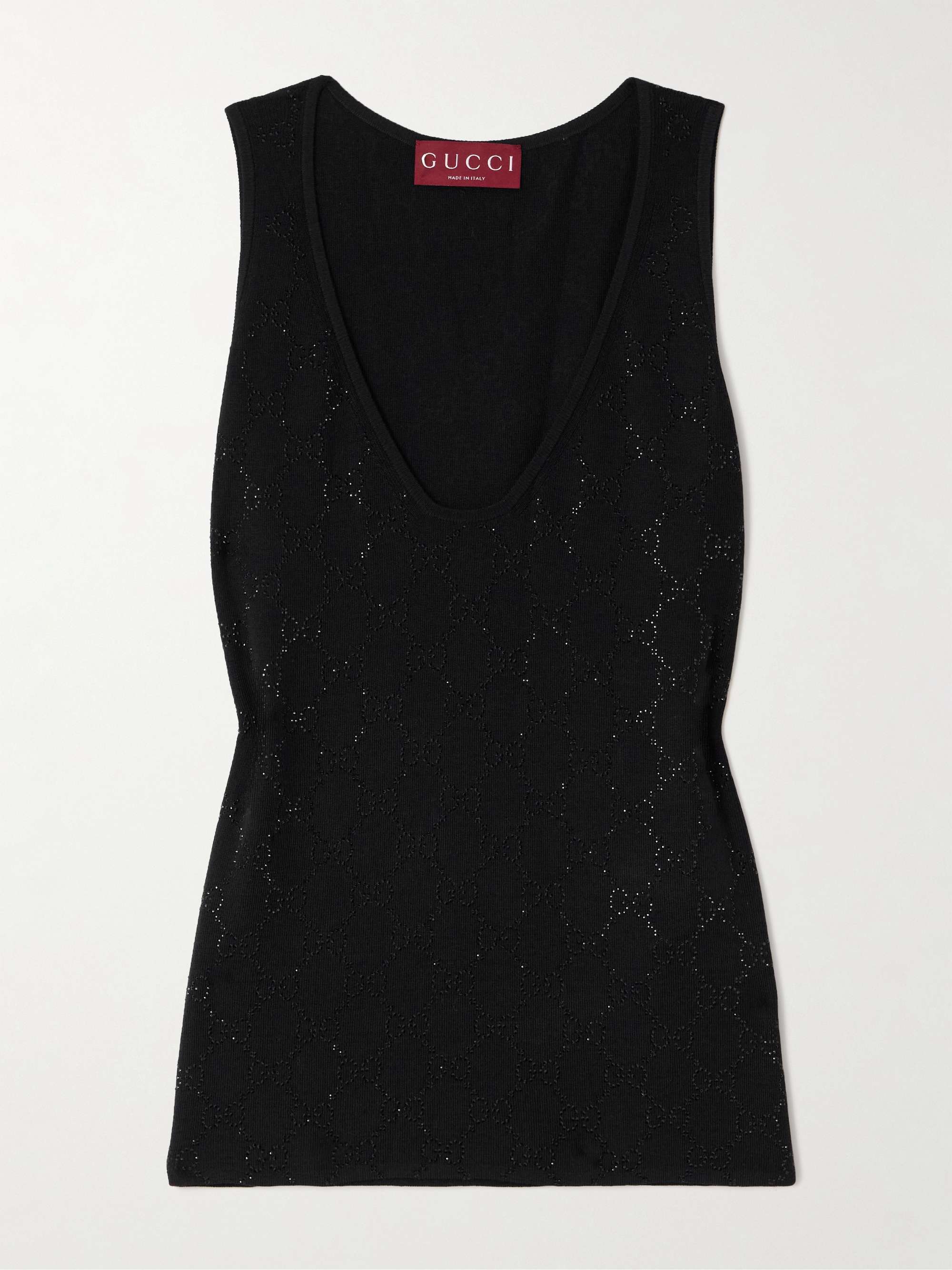 Crystal-embellished ribbed wool tank view