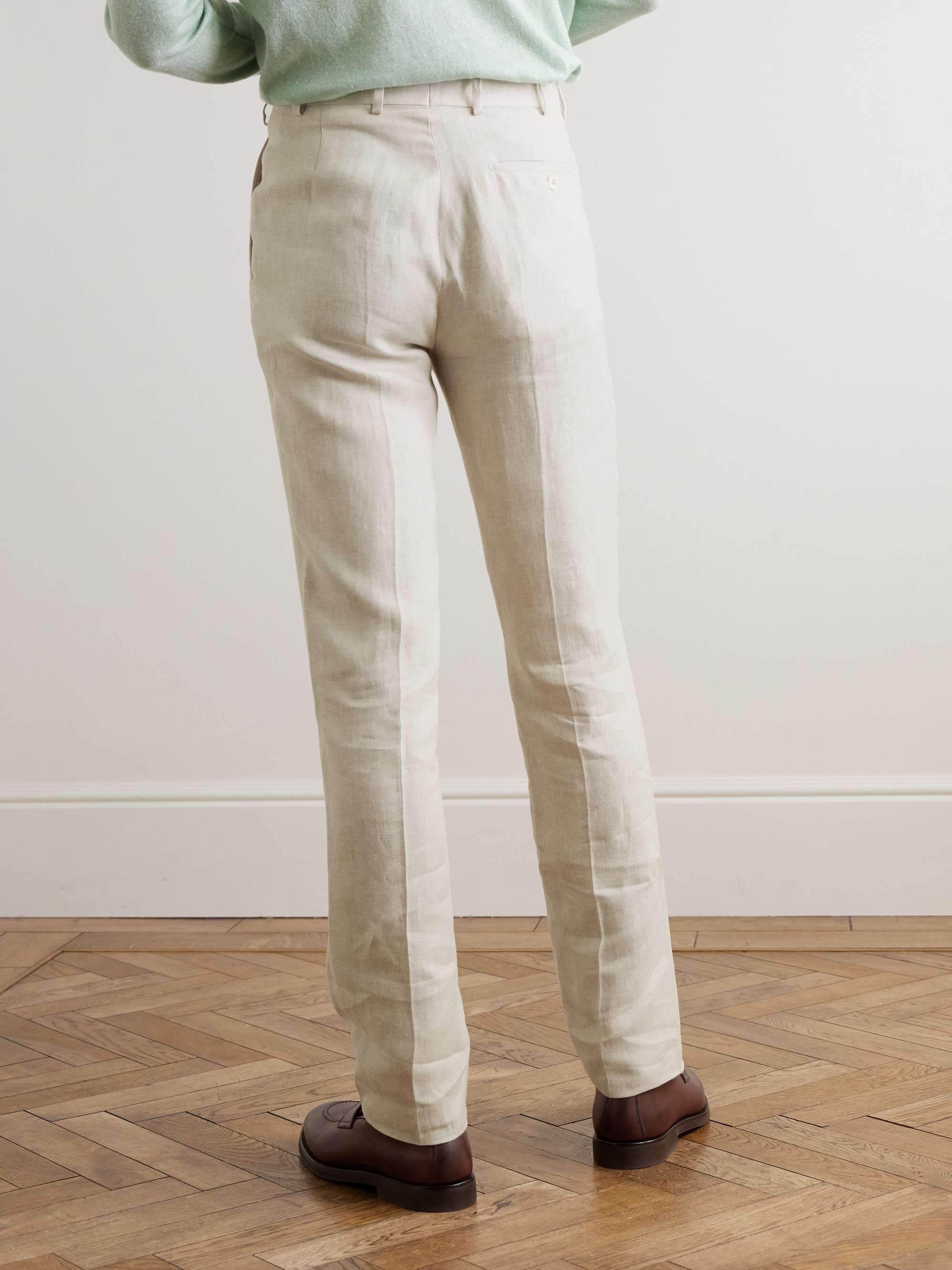 Slim-Fit Straight-Leg Linen Suit Trousers view