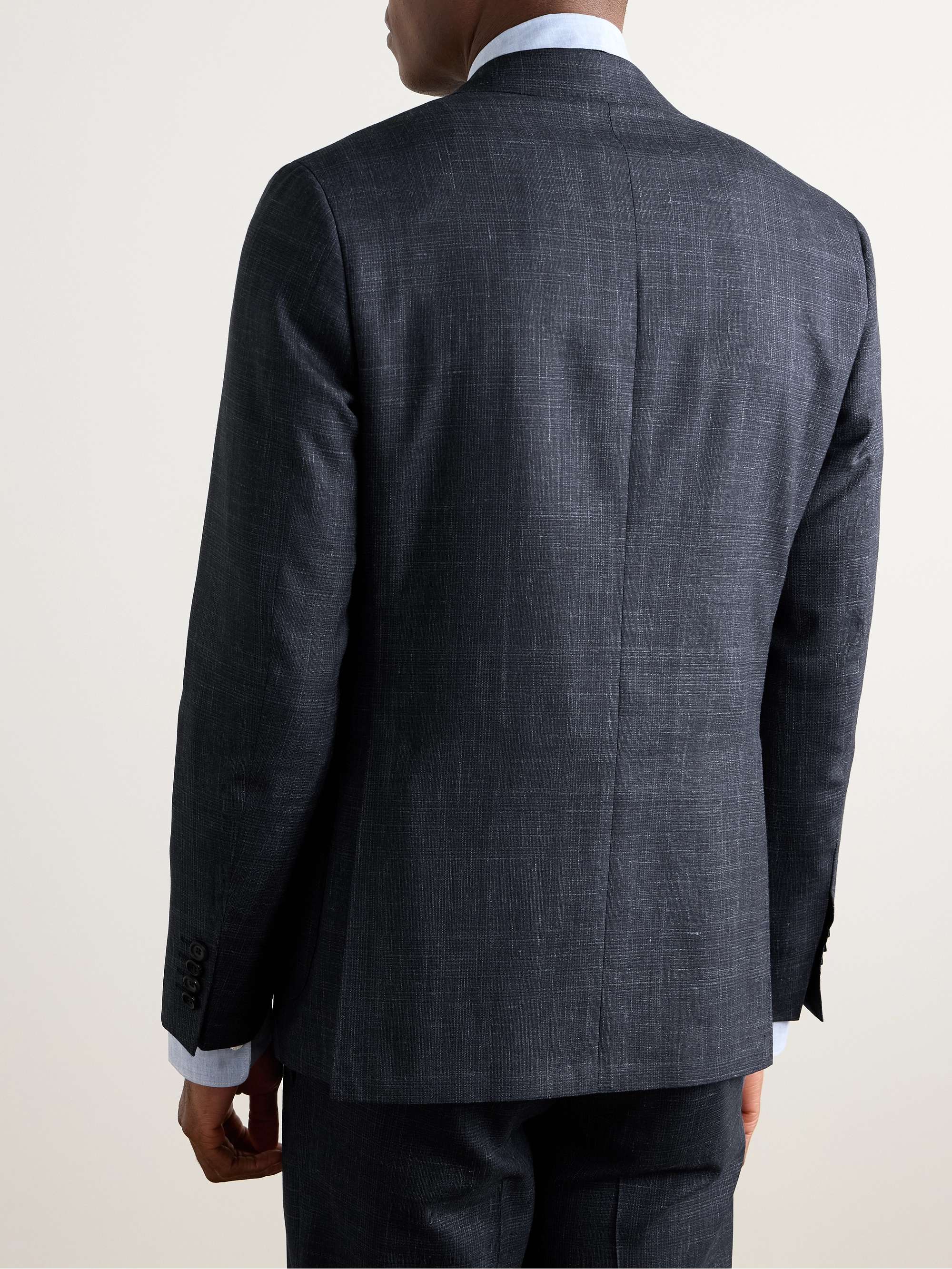Slim-Fit Double-Breasted Wool and Silk-Blend Suit Jacket view