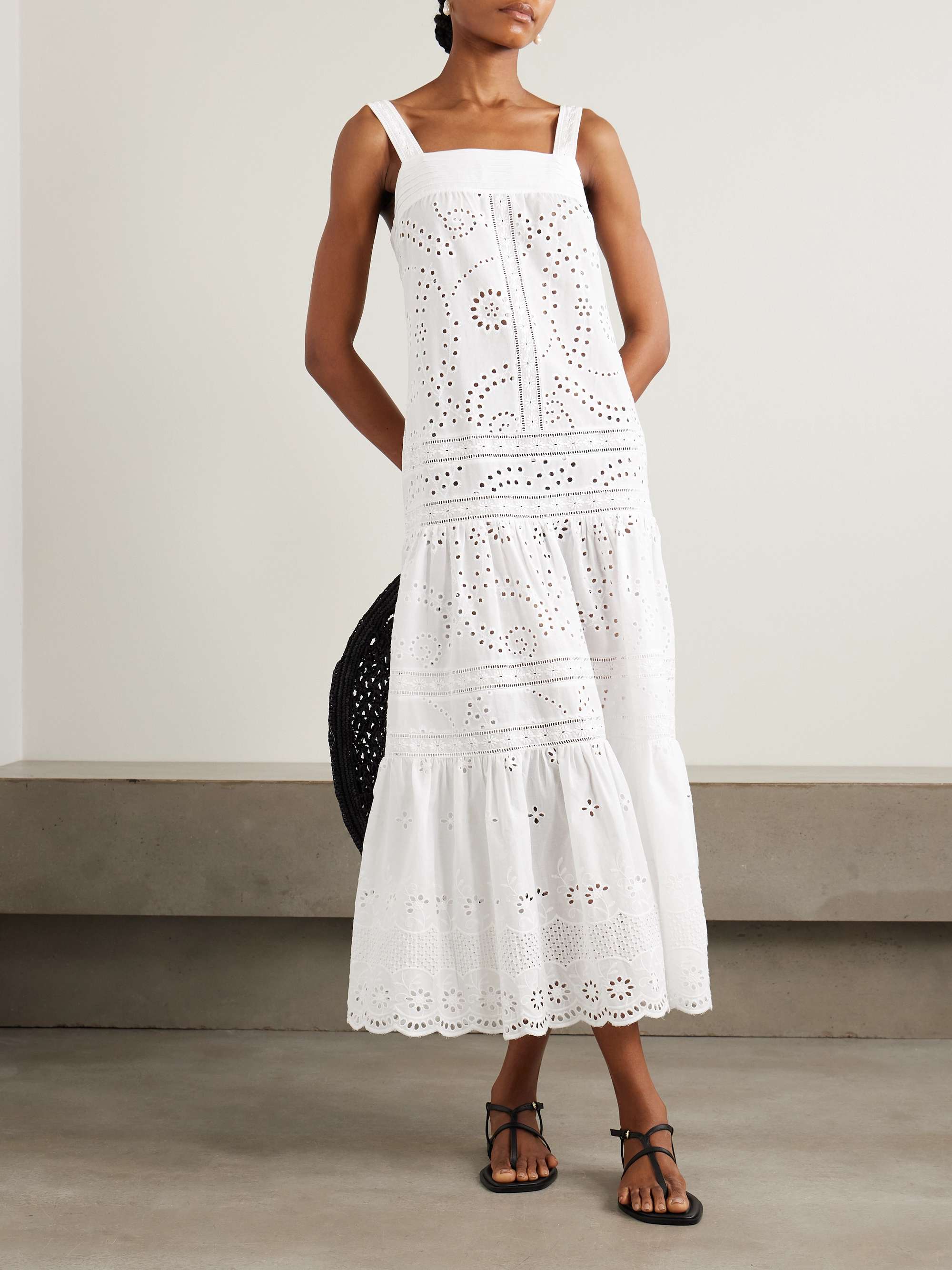 Populonia tiered scalloped broderie anglaise cotton maxi dress view
