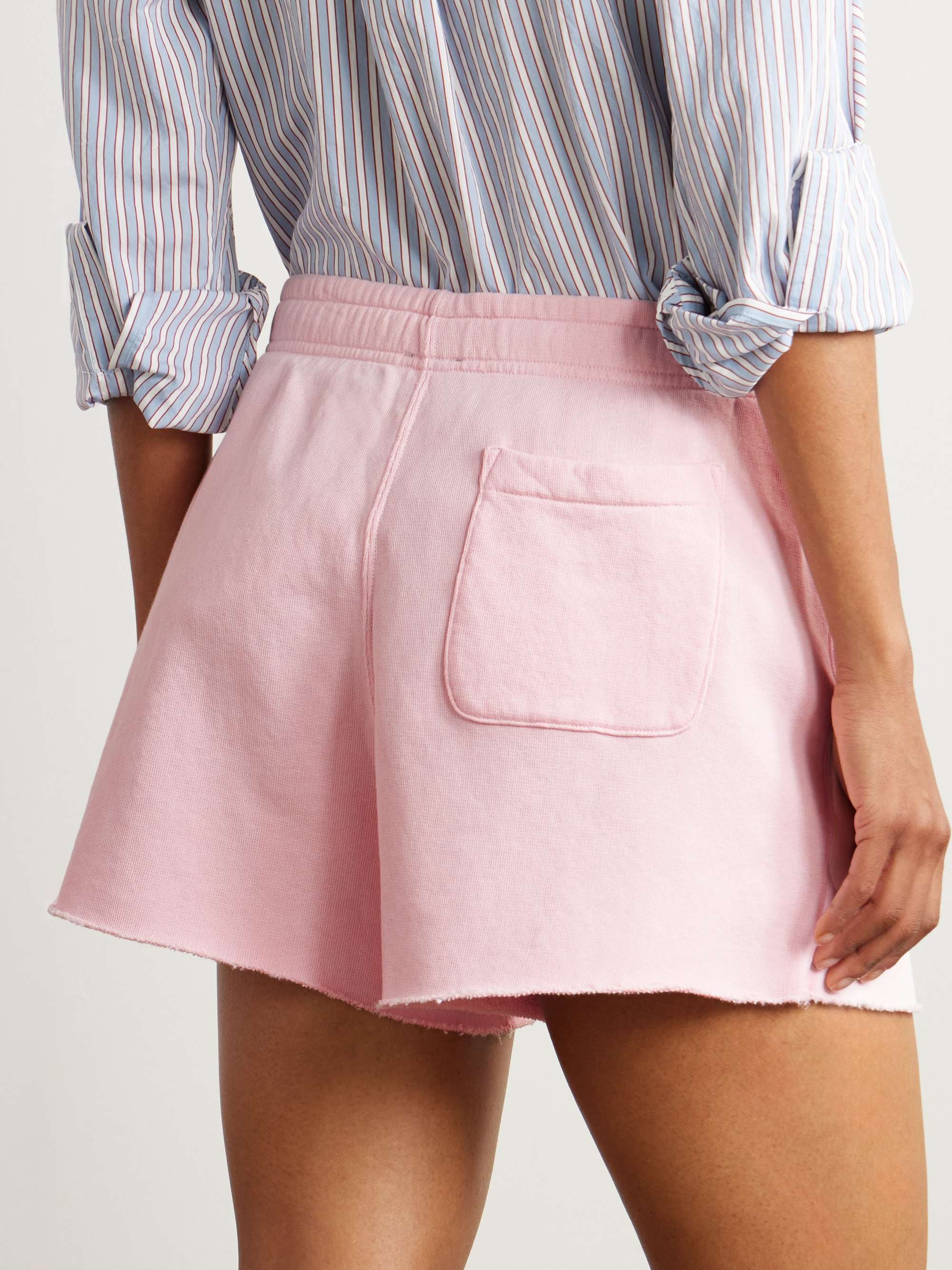 Embroidered cotton-blend jersey shorts view