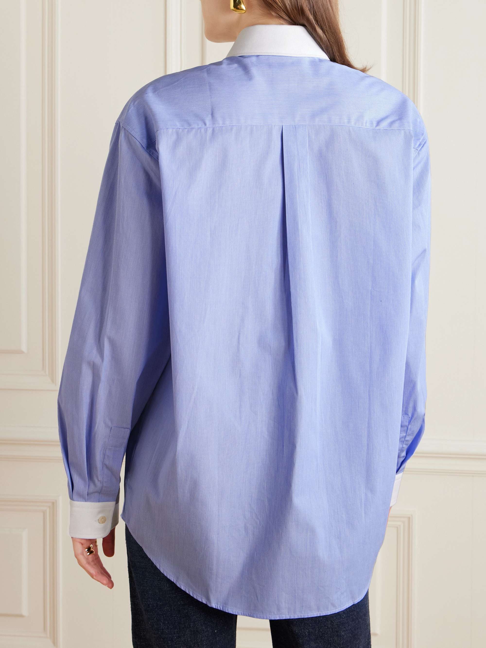 + Le Bristol Paris Crest oversized embroidered cotton-poplin shirt view