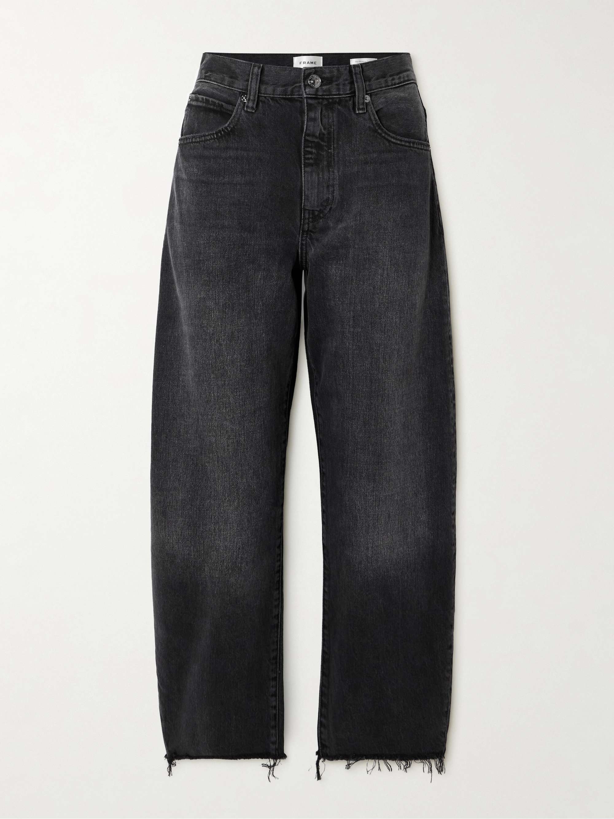 The Bubble cropped frayed high-rise barrel-leg jeans view