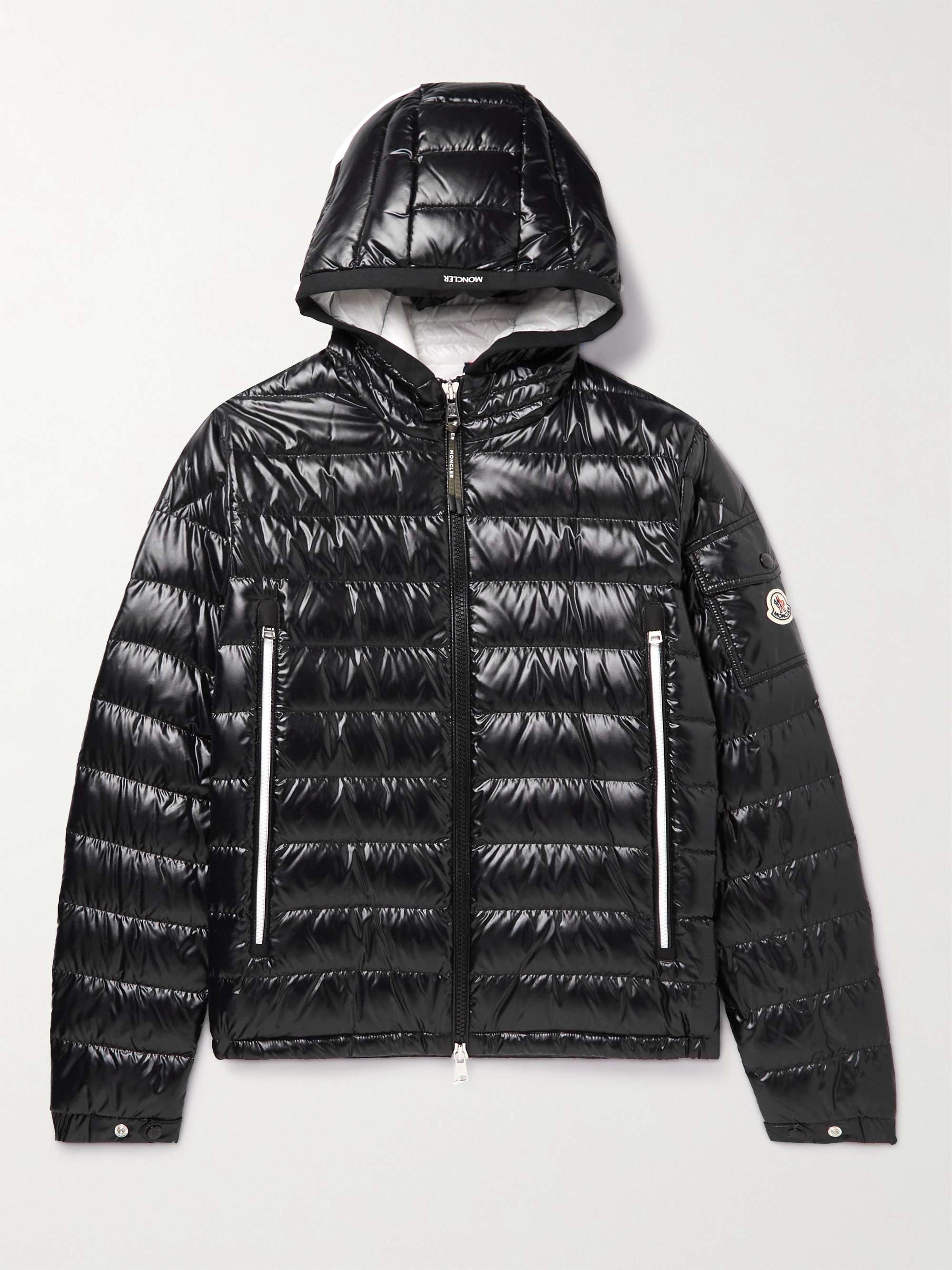Galion Logo-Appliquéd Quilted Glossed-Shell Hooded Down Jacket view