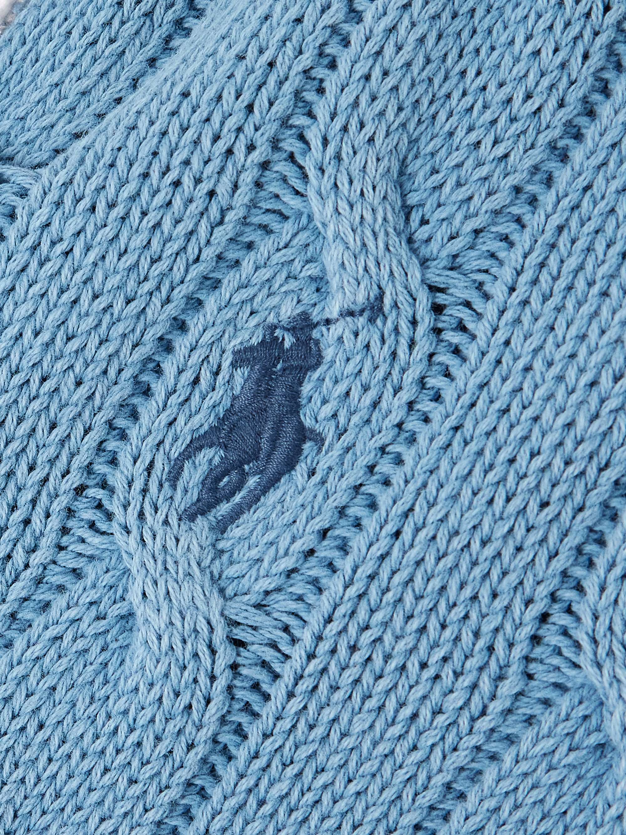 Hooded embroidered cable-knit cotton cardigan view