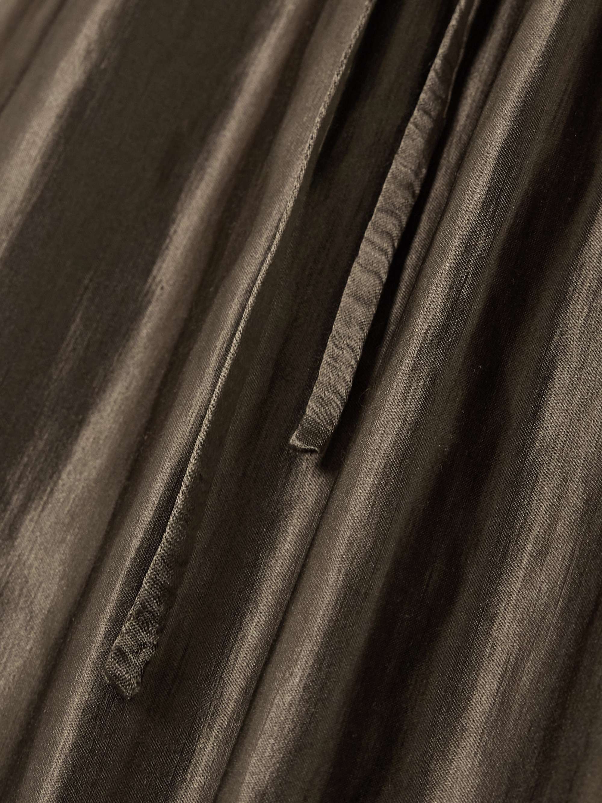 Liam linen and silk-blend satin drawstring skirt view