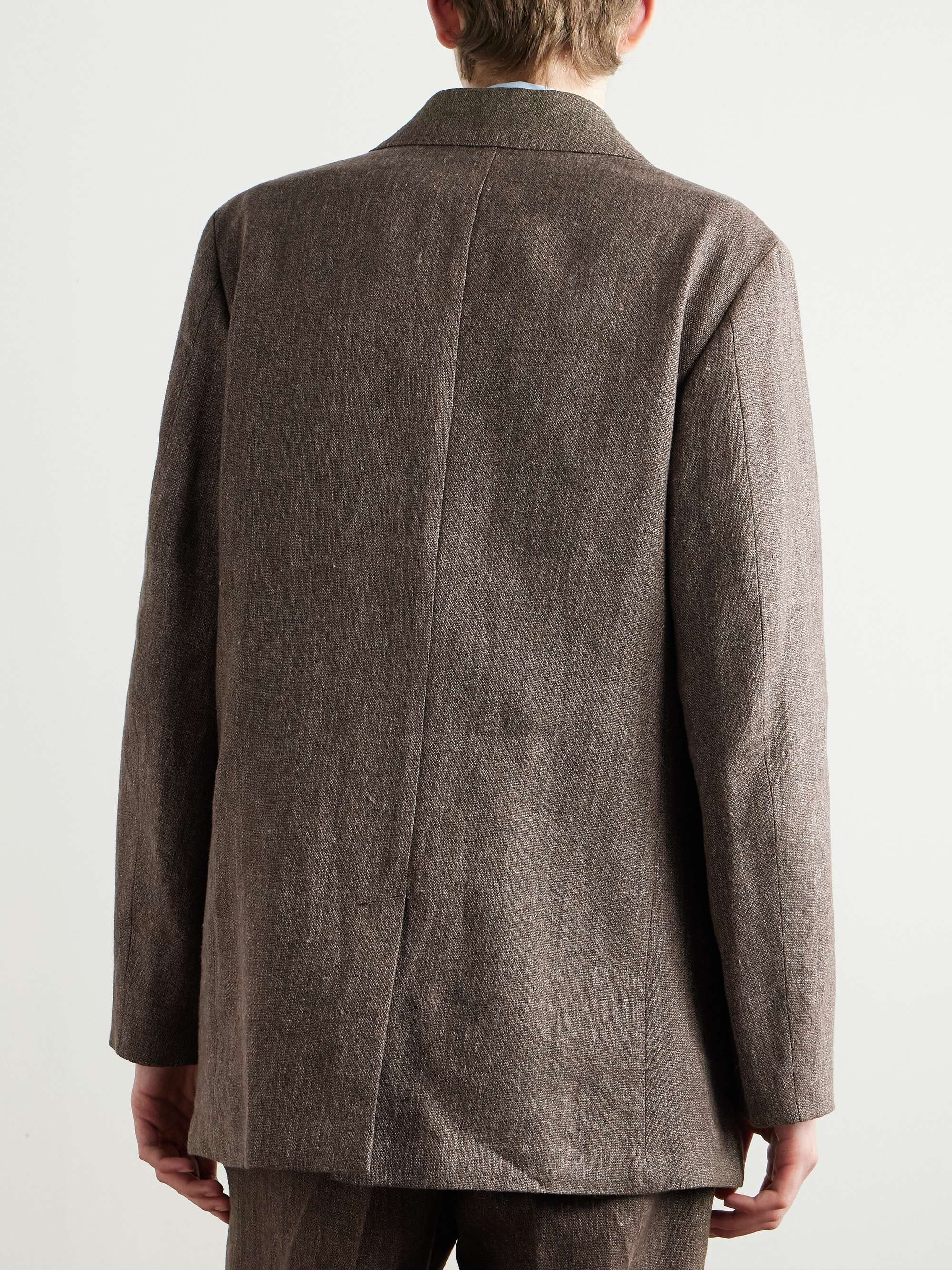 Double-Breasted Linen and Cotton-Blend Blazer view