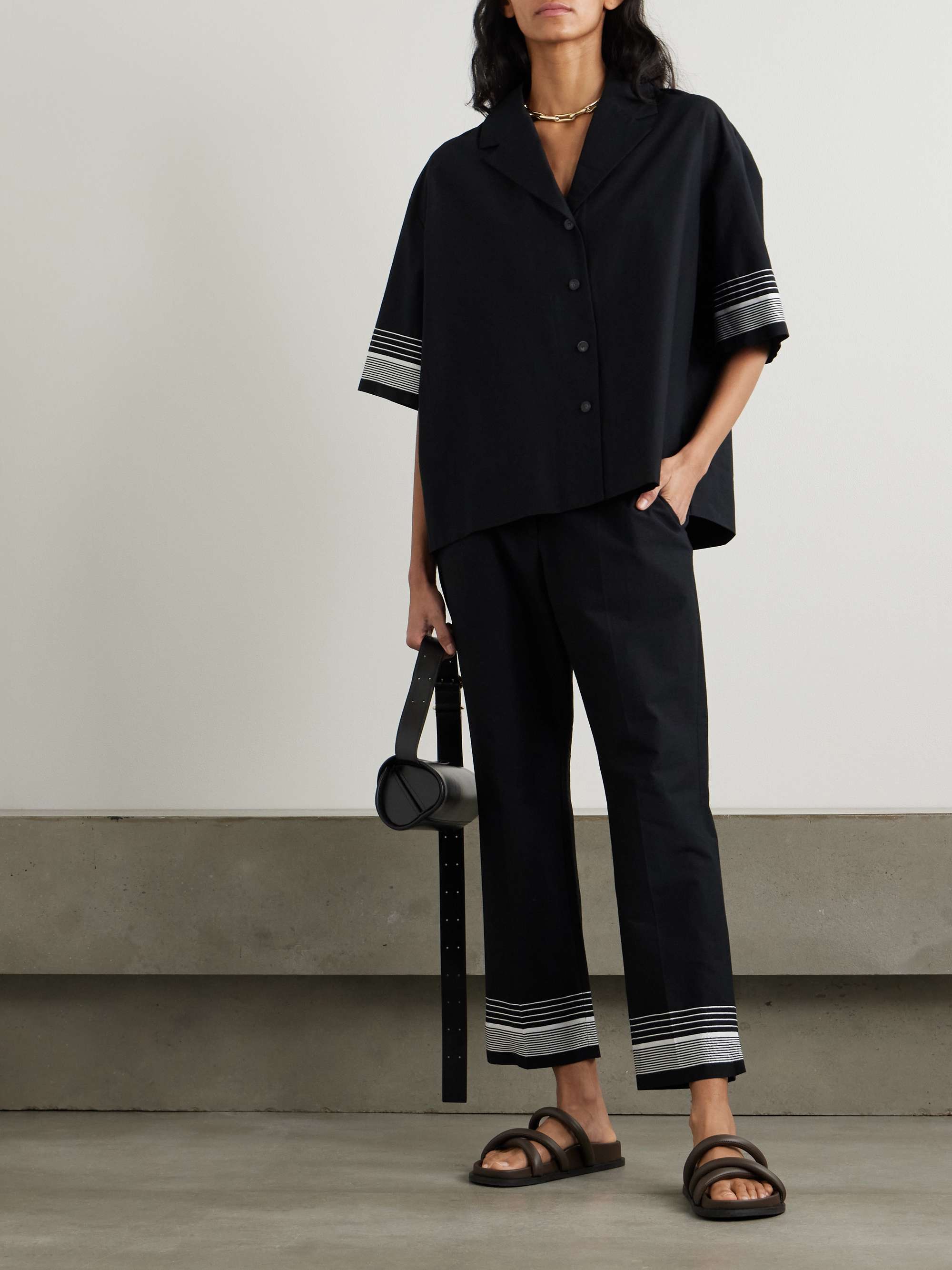 Tottenham cropped embroidered cotton-blend straight-leg pants view