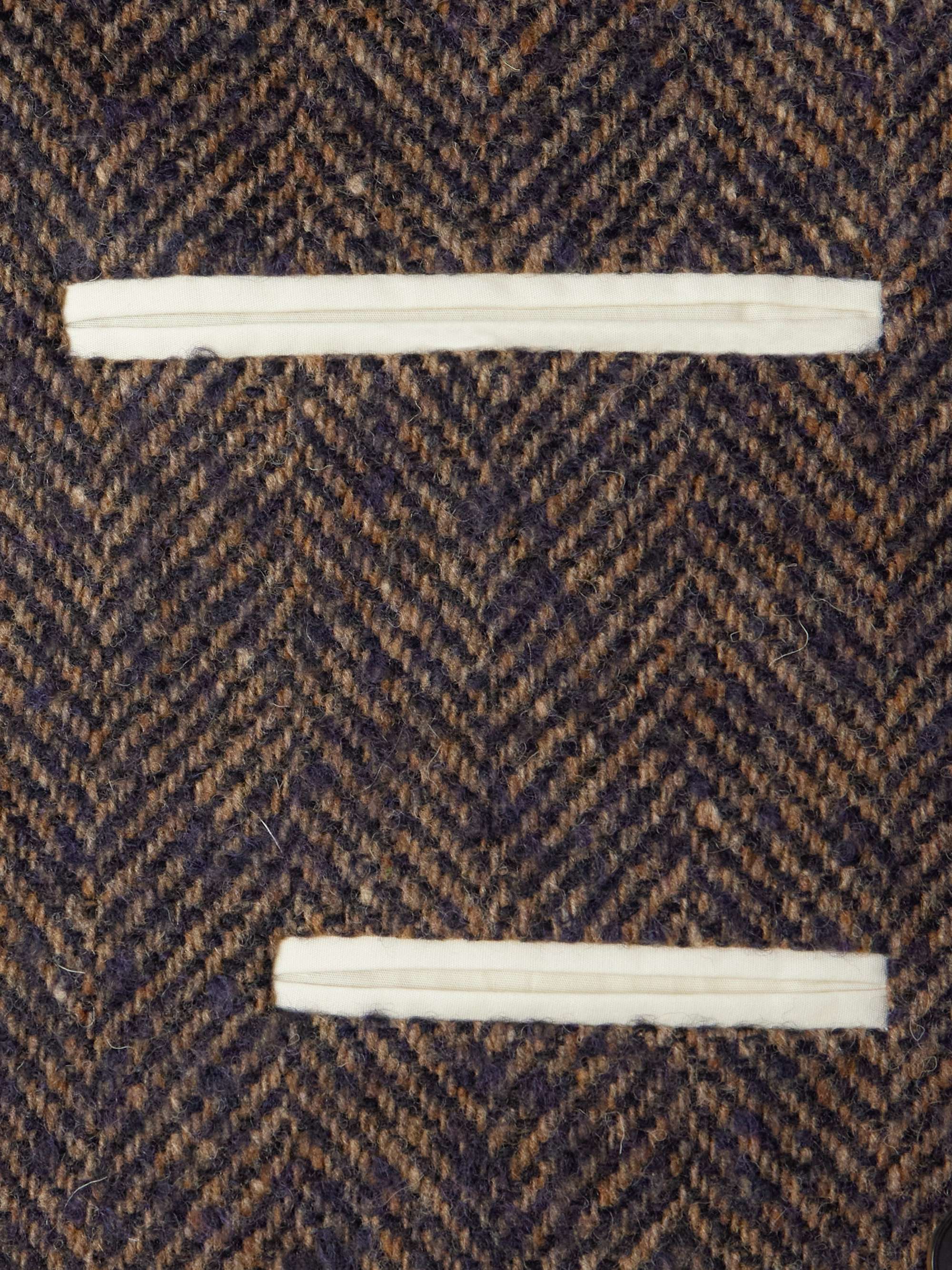 Double-Breasted Herringbone Wool-Blend Blazer view