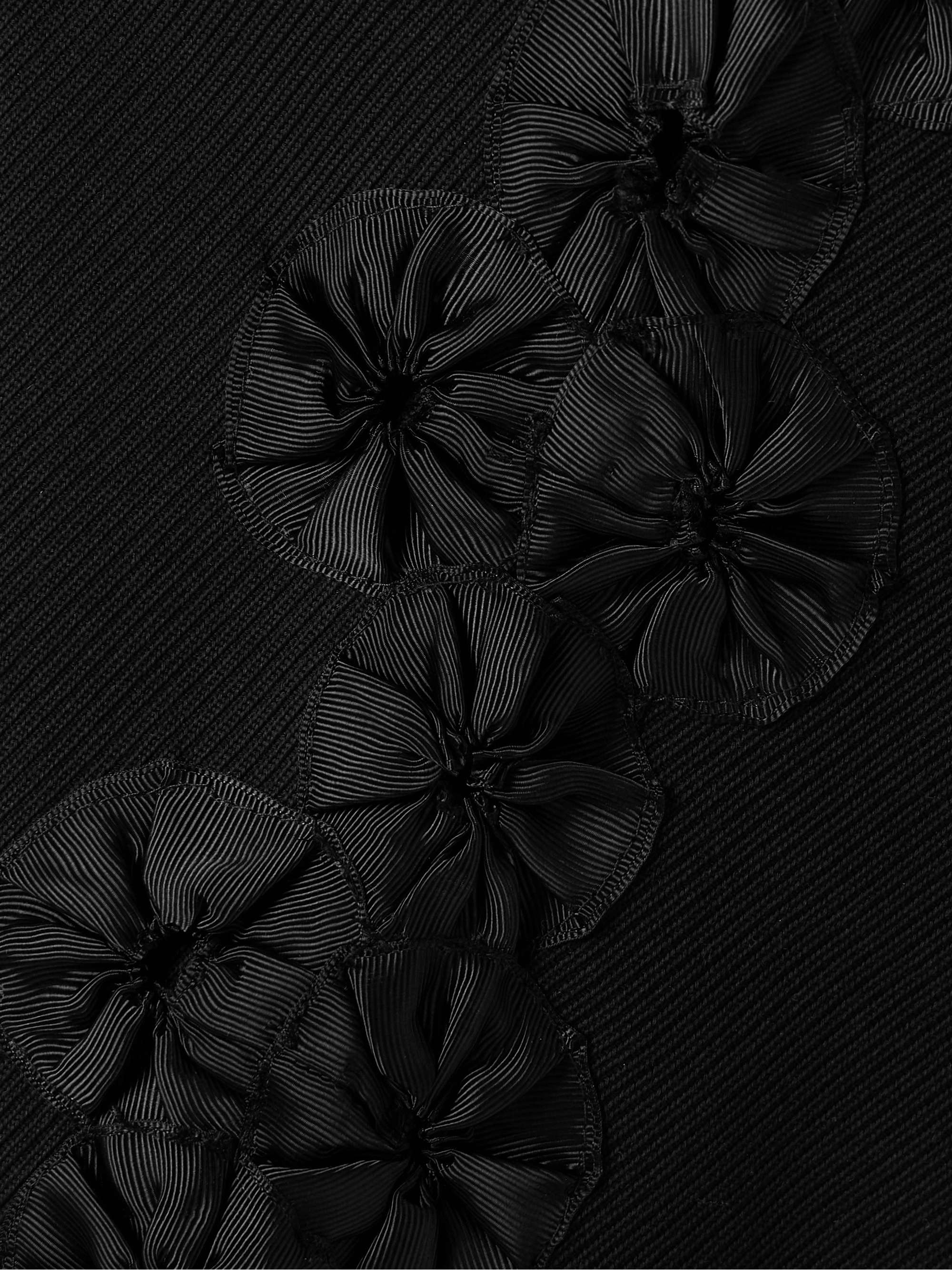 Ribbon Garland satin-trimmed pleated cotton-twill wide-leg pants view